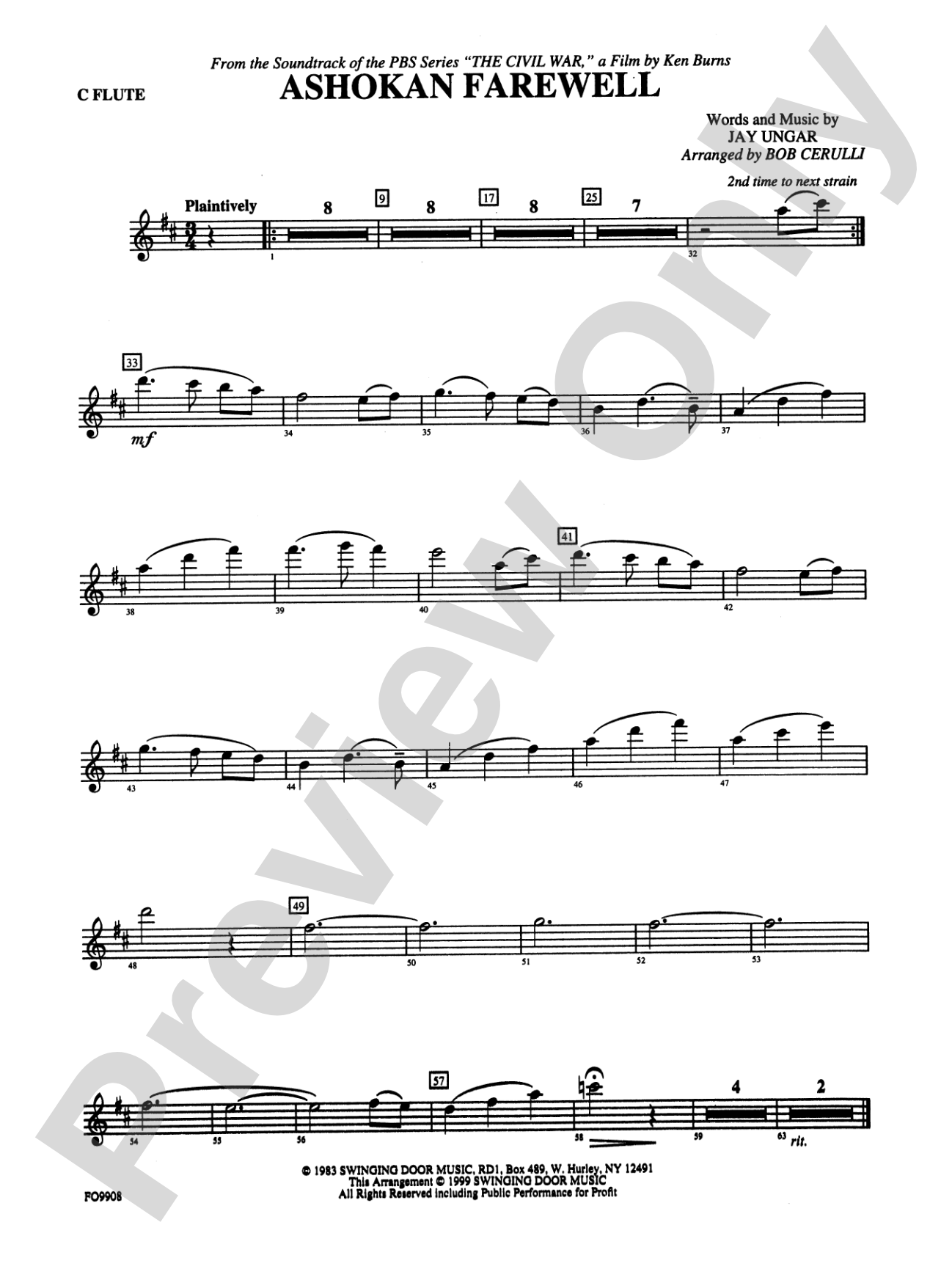 Ashokan Farewell: Flute