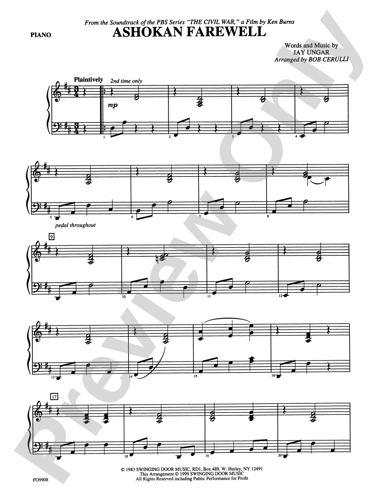 Ashokan Farewell: Piano Accompaniment