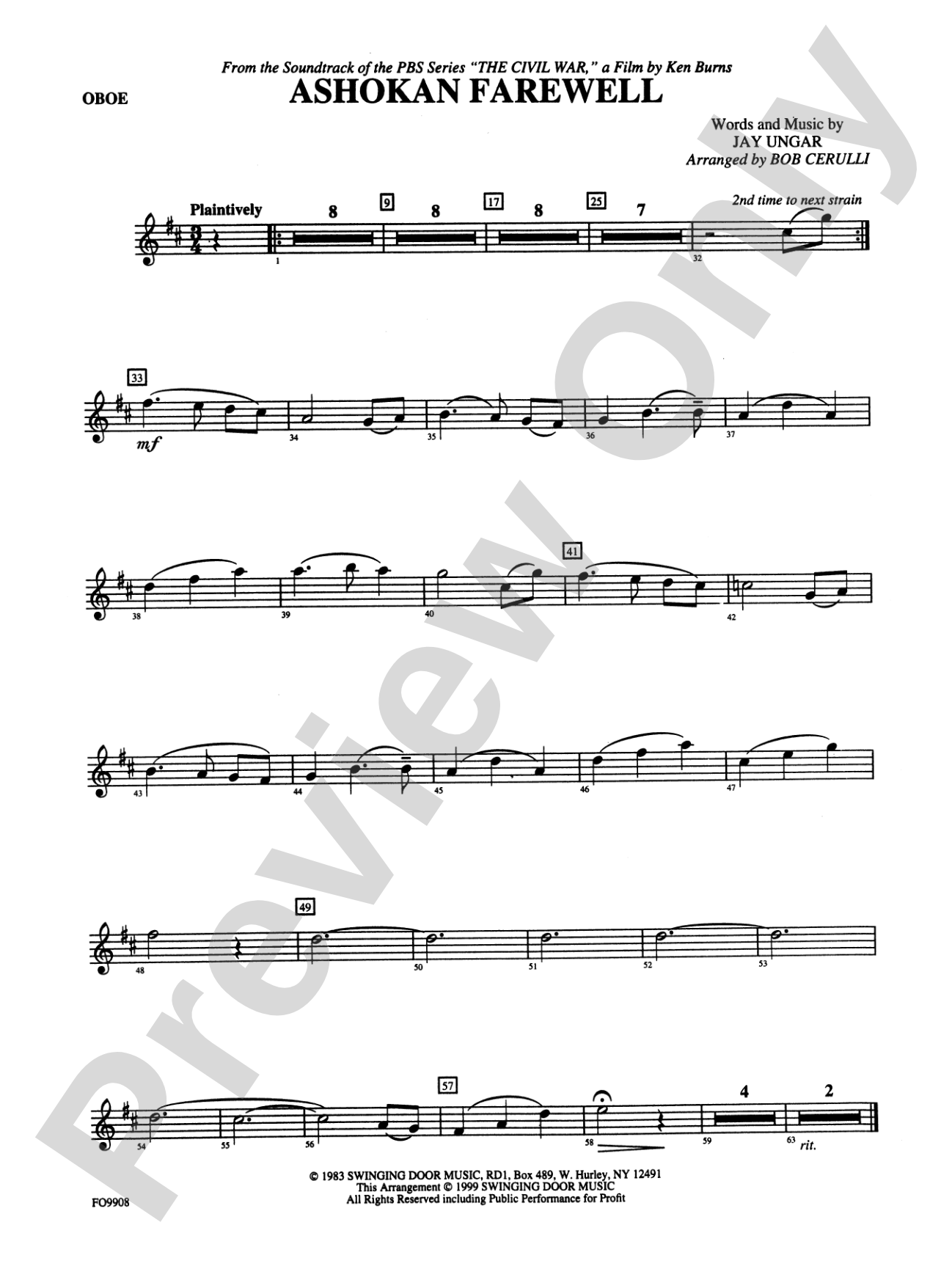 Ashokan Farewell: Oboe