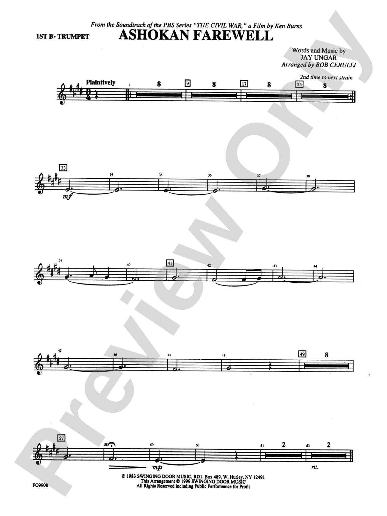 Ashokan Farewell: 1st B-flat Trumpet