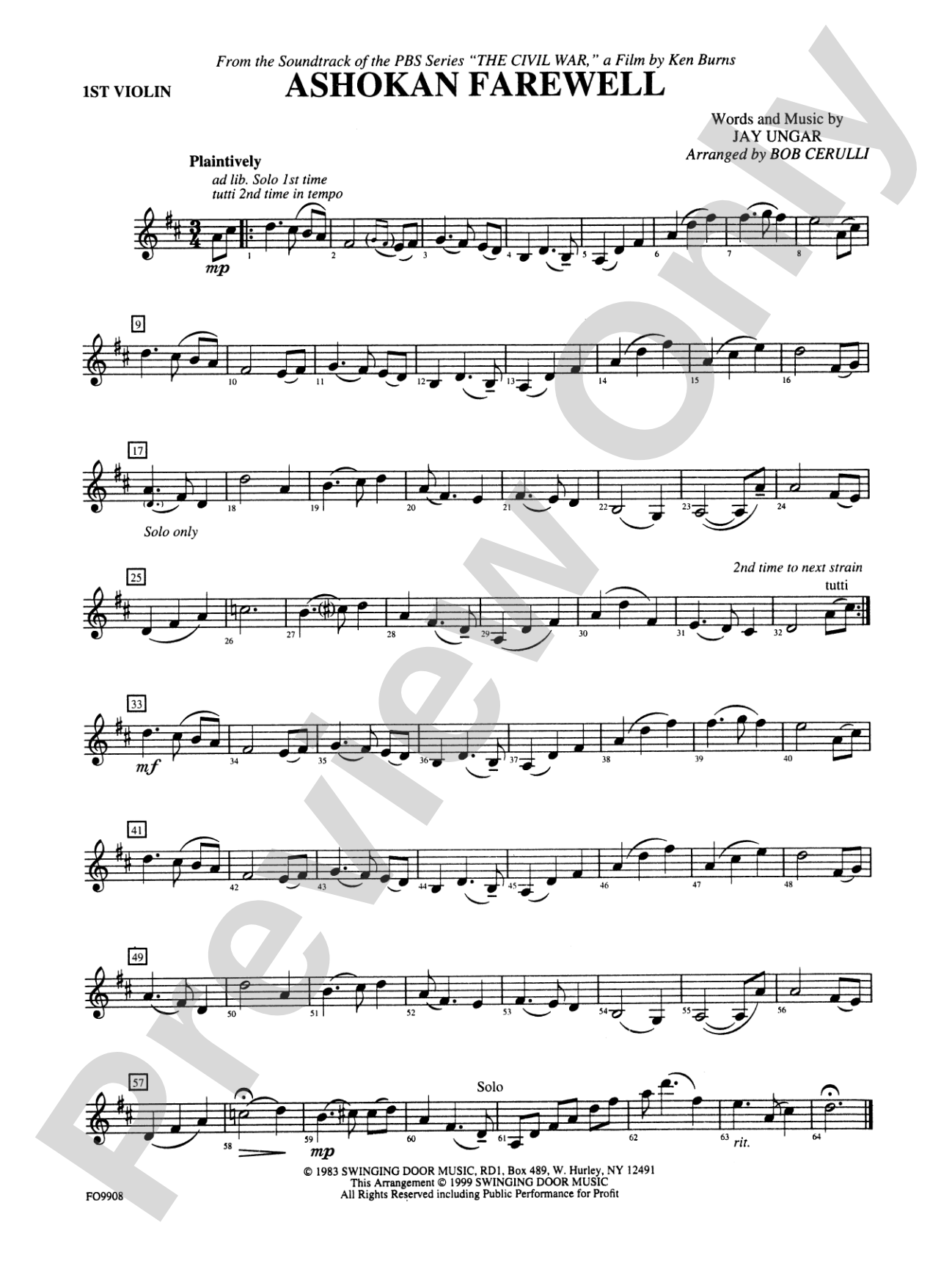 Ashokan Farewell: 1st Violin