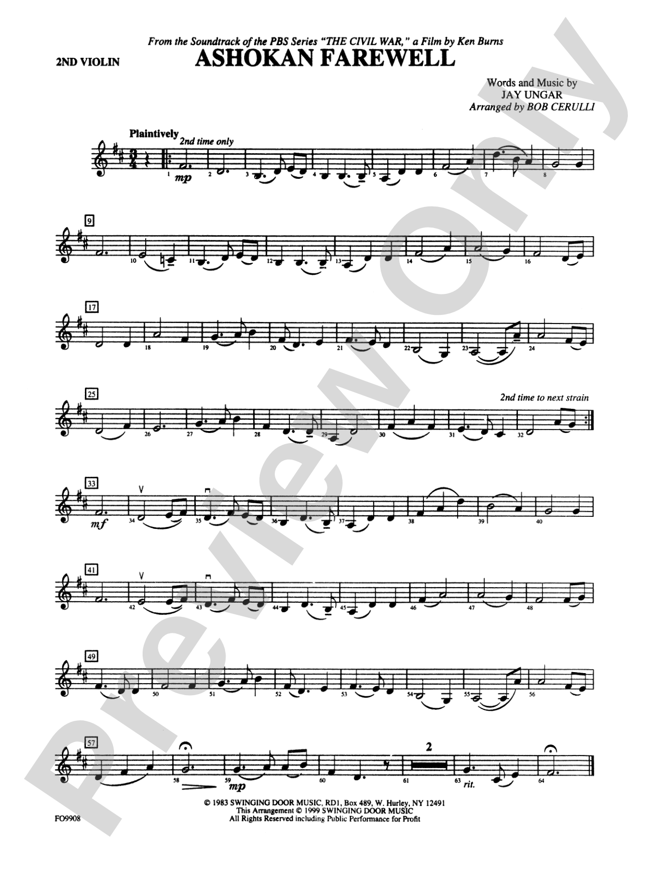 Ashokan Farewell: 2nd Violin