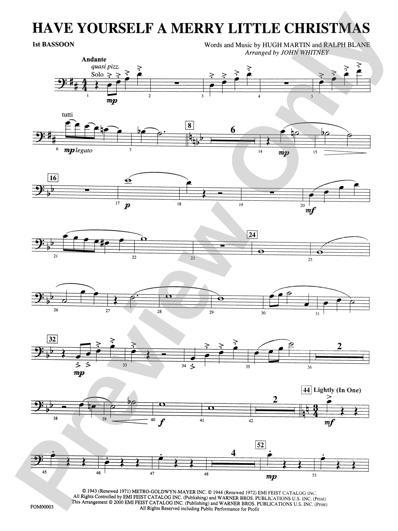Have Yourself a Merry Little Christmas: Bassoon