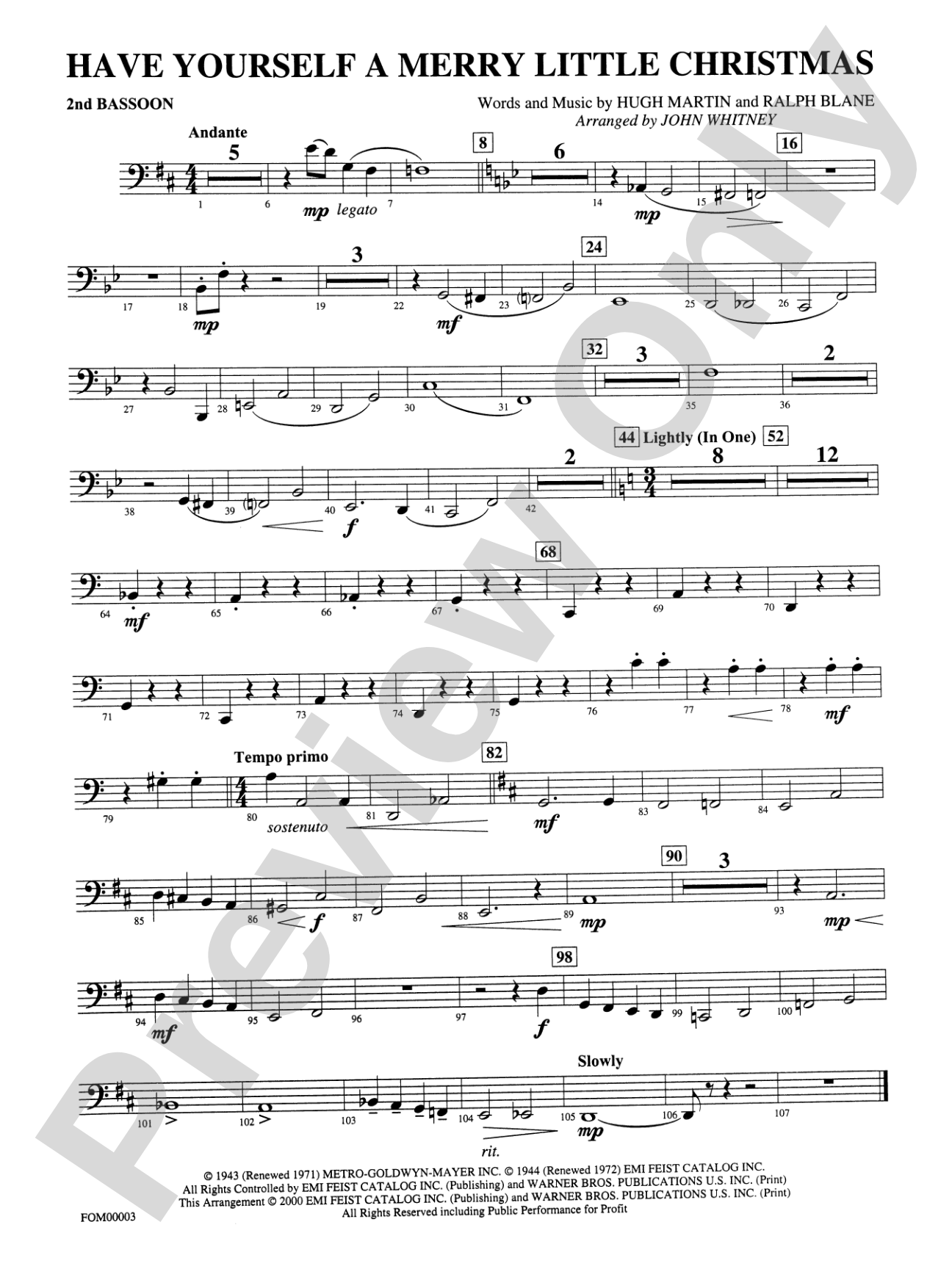 Have Yourself a Merry Little Christmas: 2nd Bassoon