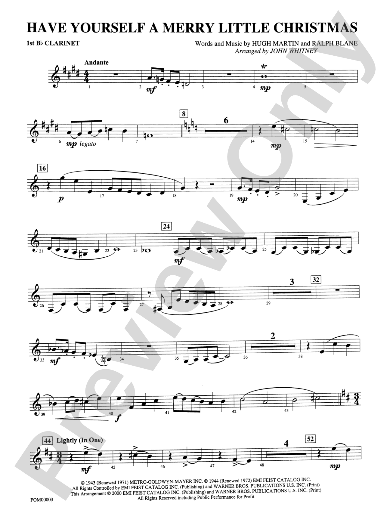 Have Yourself a Merry Little Christmas: 1st B-flat Clarinet