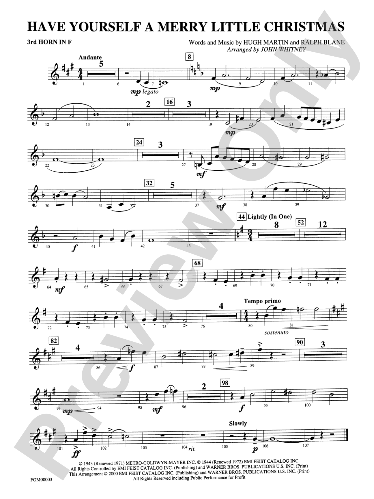Have Yourself a Merry Little Christmas: 3rd F Horn