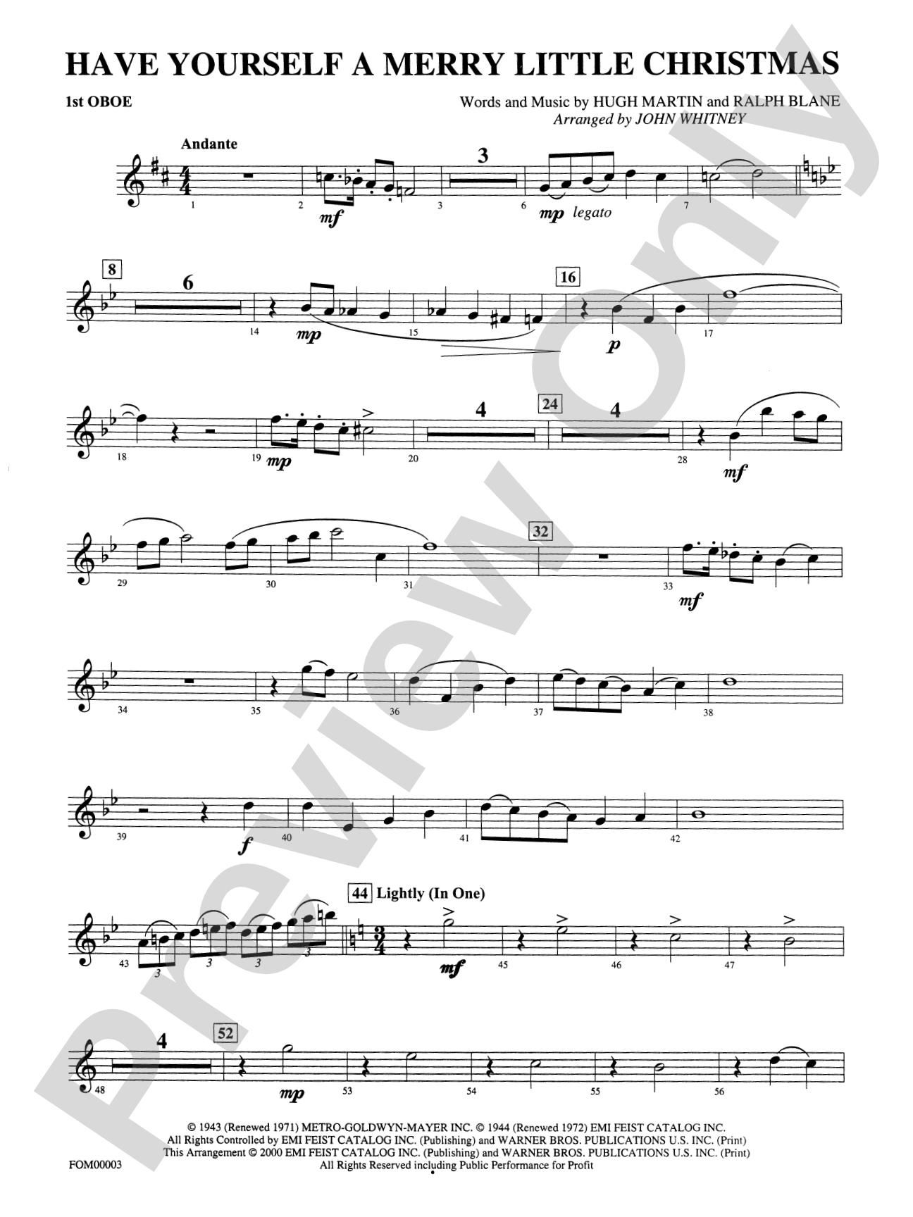 Have Yourself a Merry Little Christmas: Oboe
