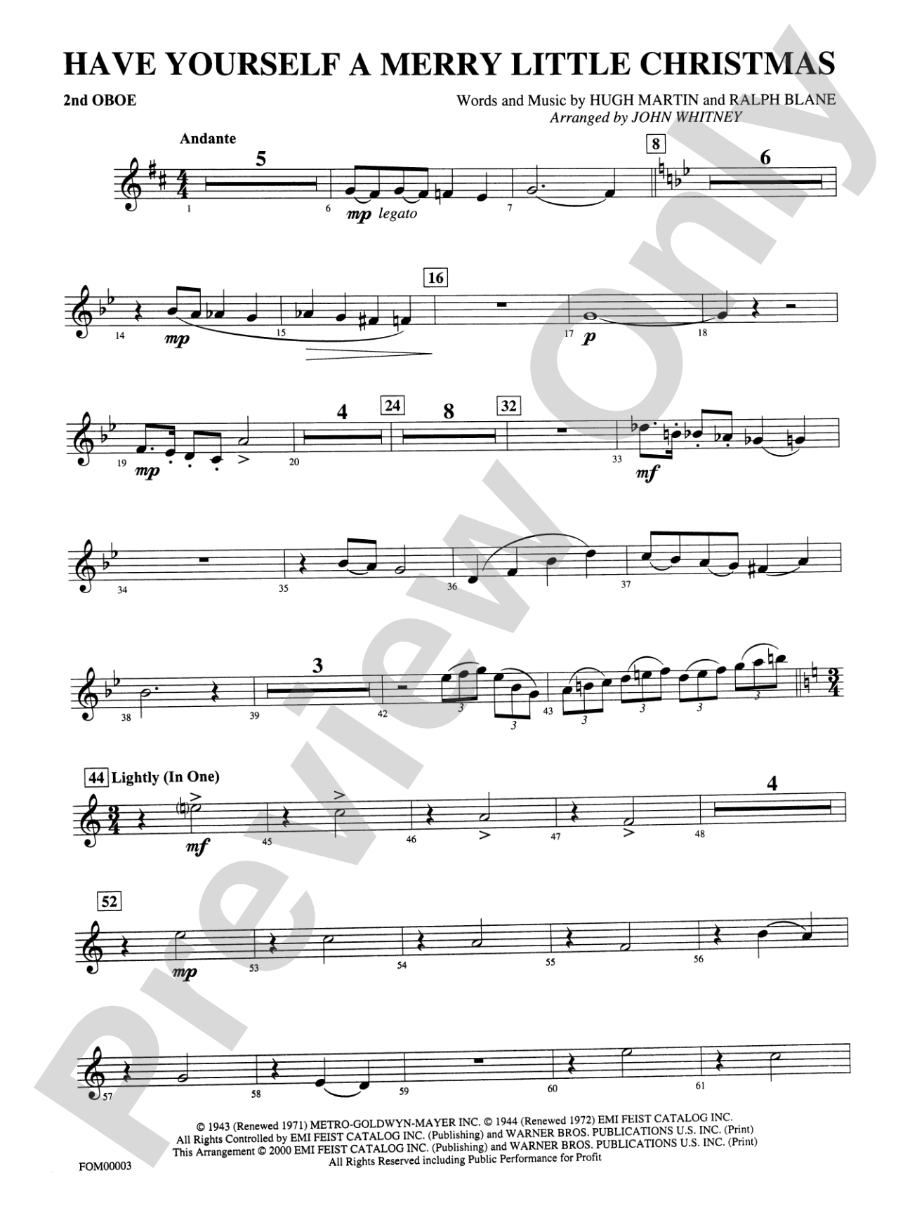 Have Yourself a Merry Little Christmas: 2nd Oboe