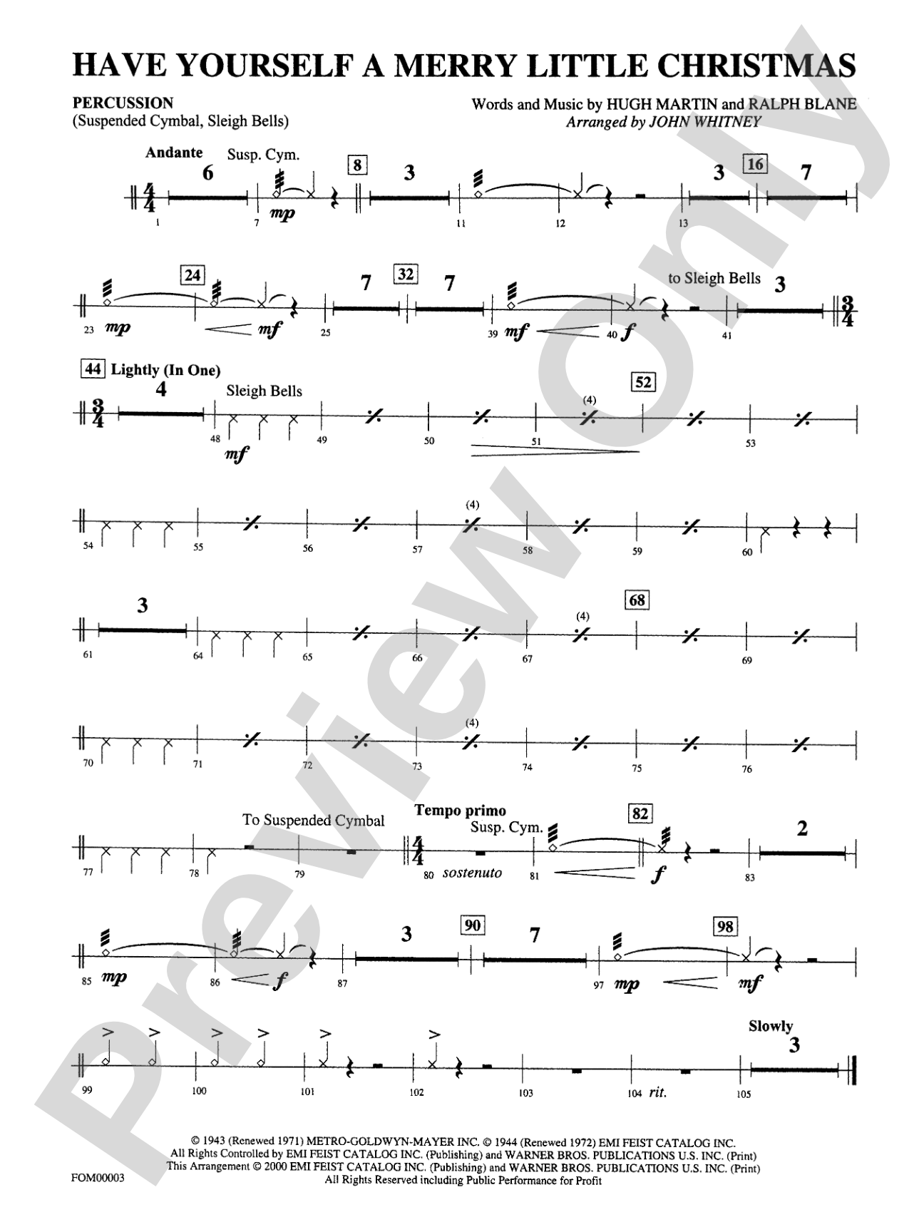 Have Yourself a Merry Little Christmas: 1st Percussion