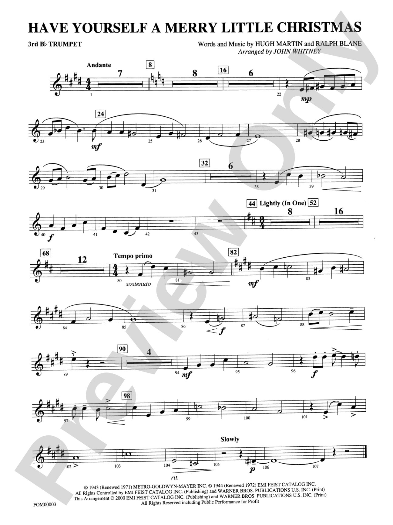 Have Yourself a Merry Little Christmas: 3rd B-flat Trumpet