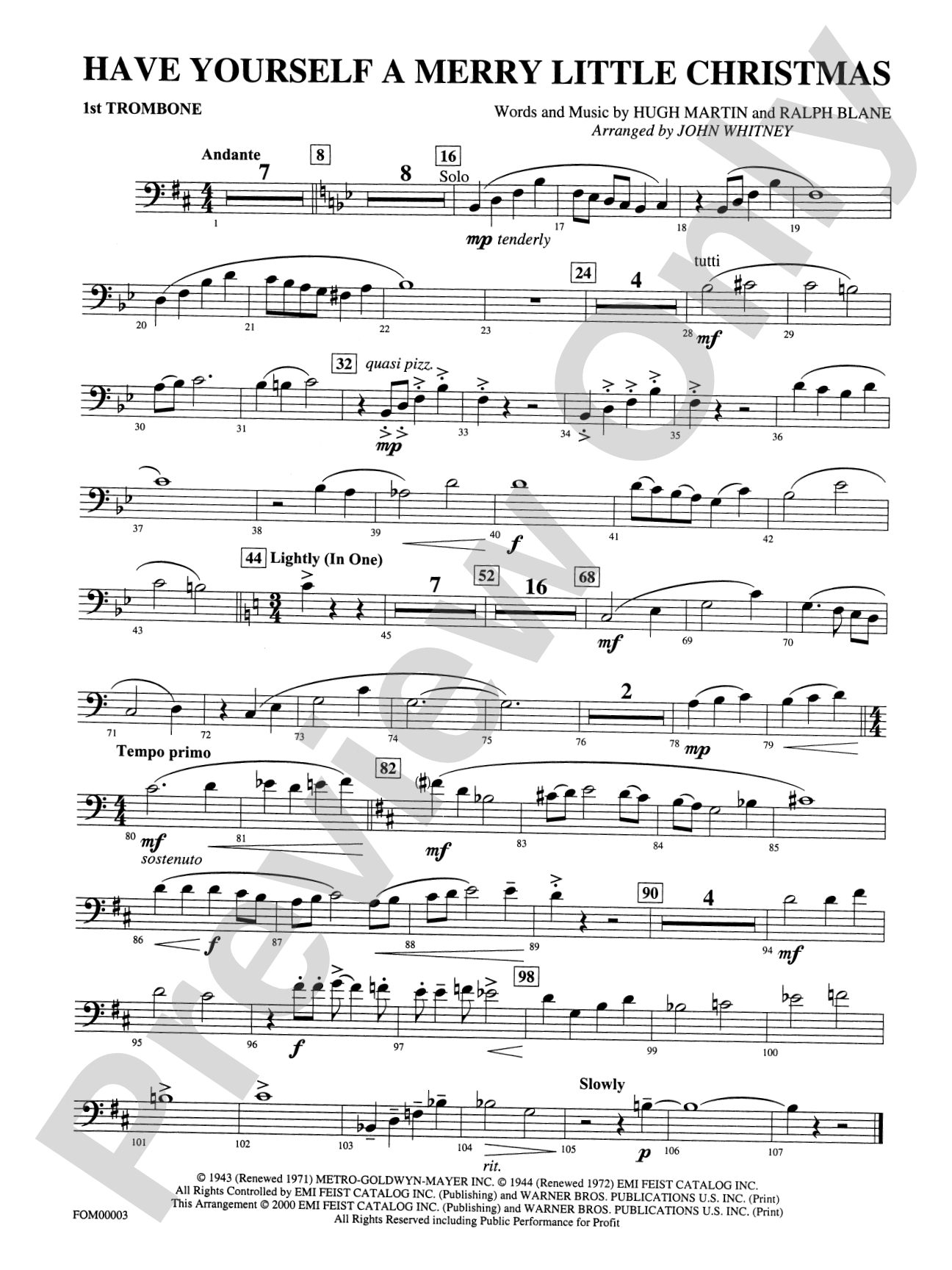 Have Yourself a Merry Little Christmas: 1st Trombone