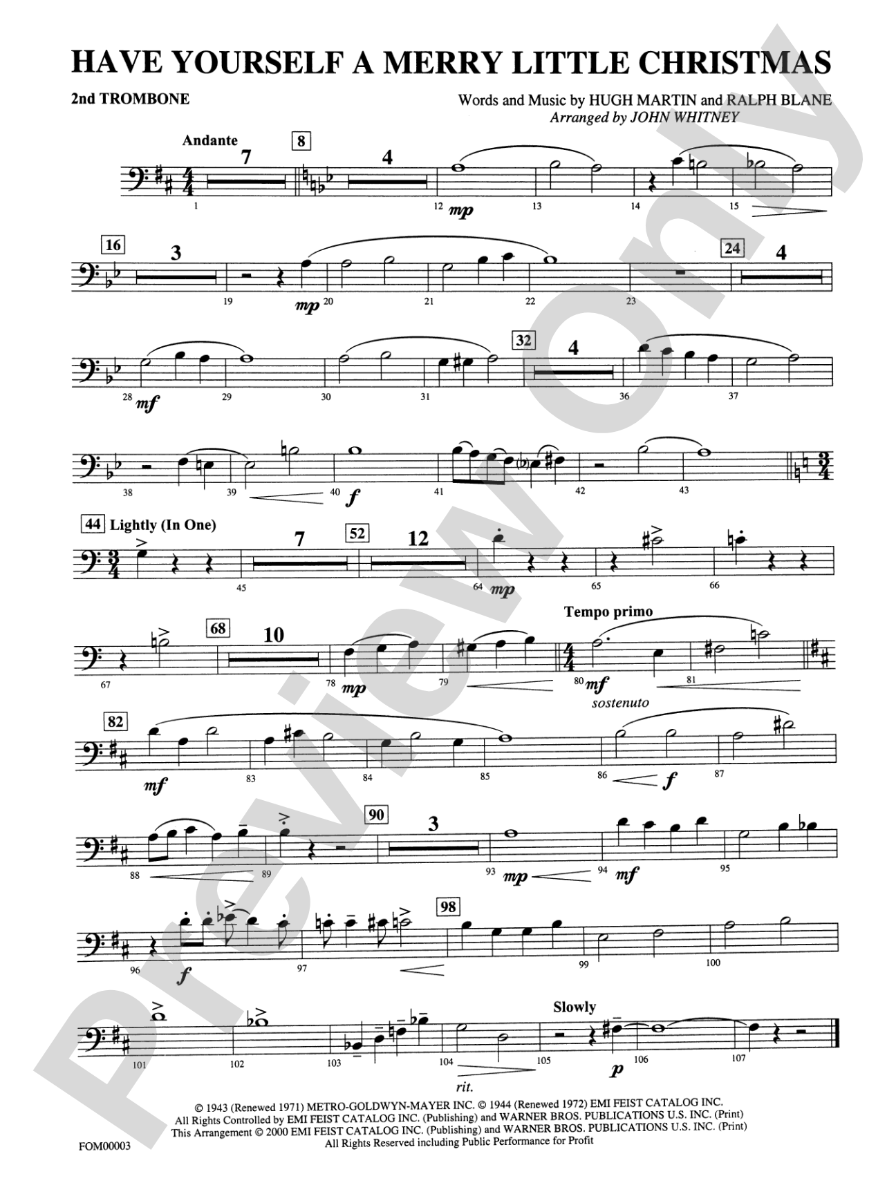 Have Yourself a Merry Little Christmas: 2nd Trombone