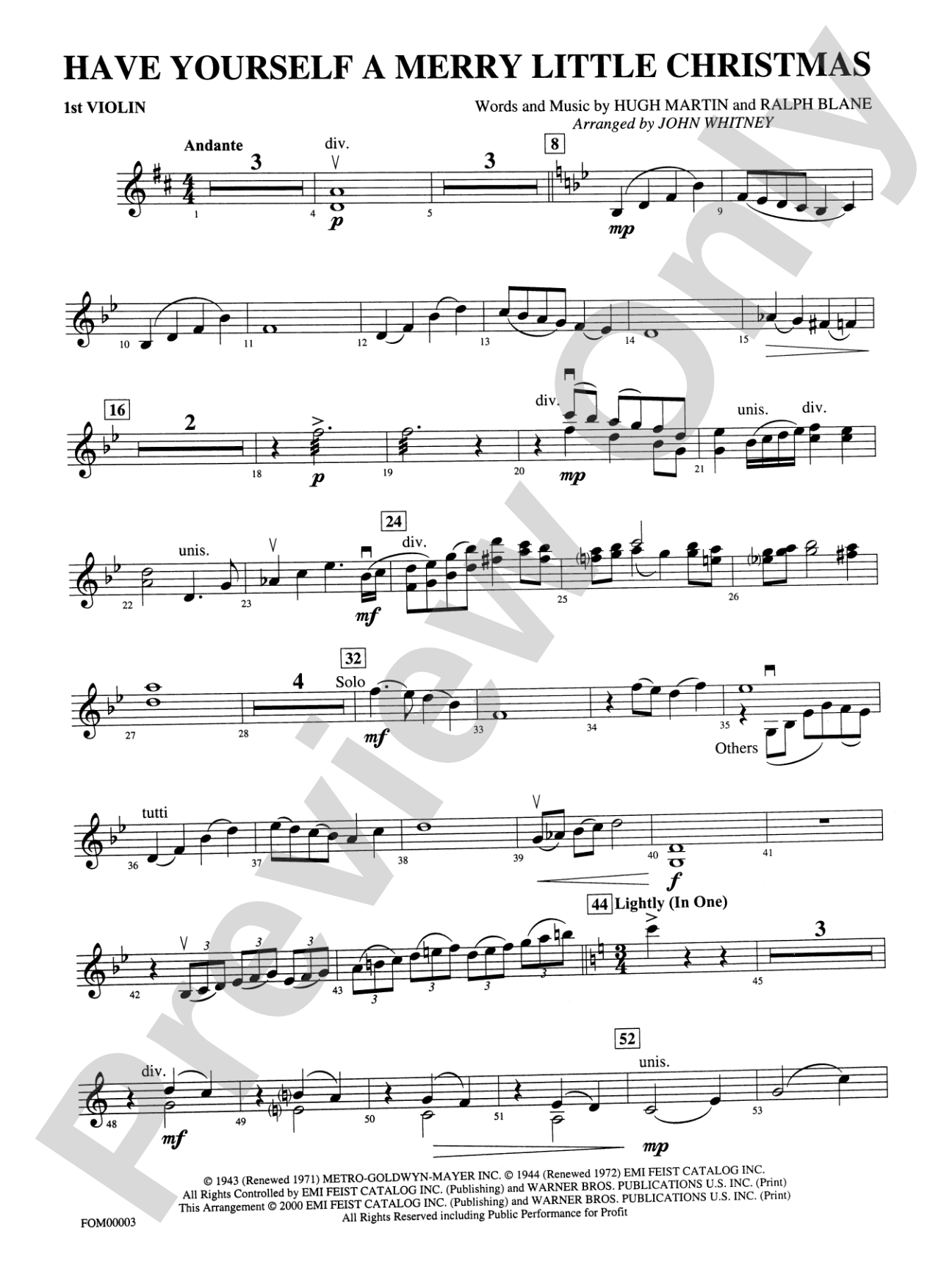 Have Yourself a Merry Little Christmas: 1st Violin