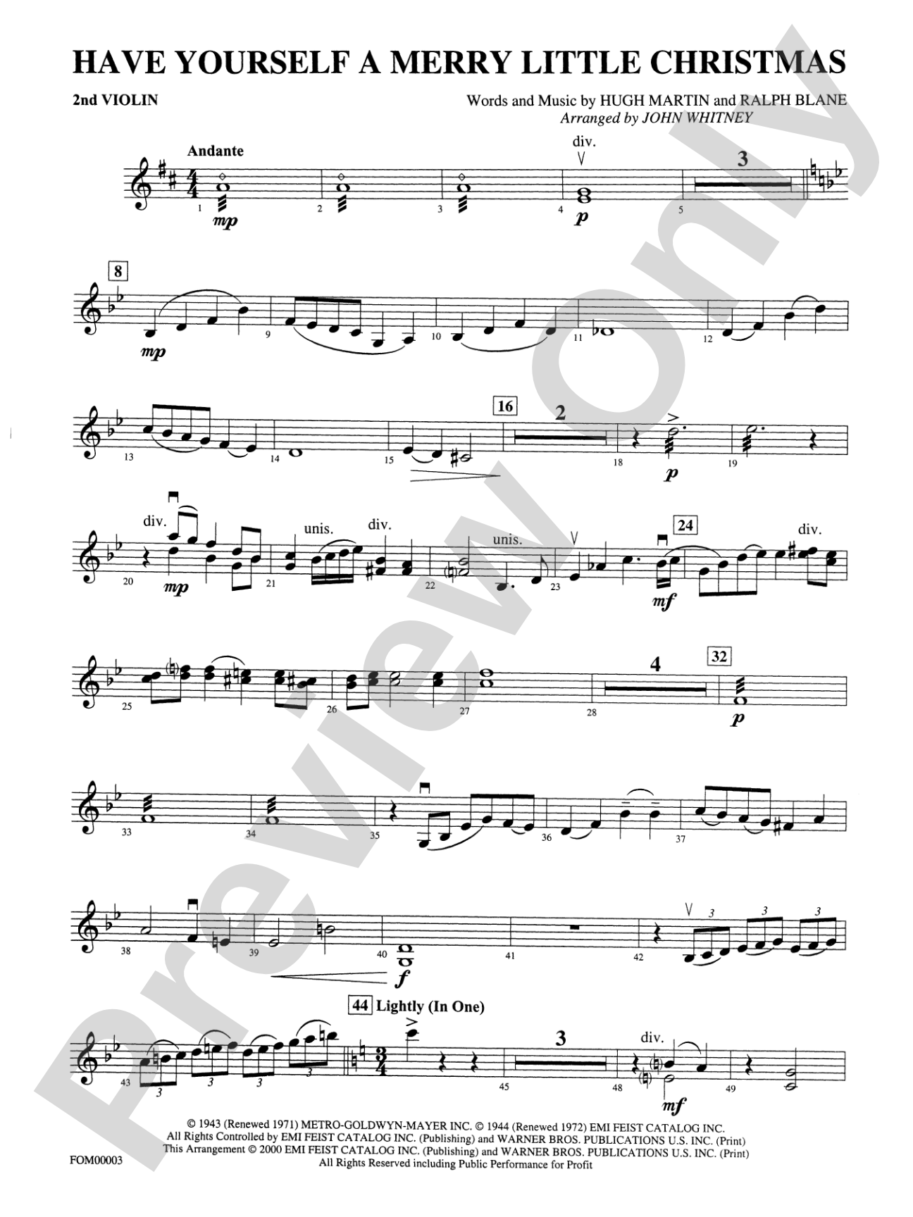 Have Yourself a Merry Little Christmas: 2nd Violin