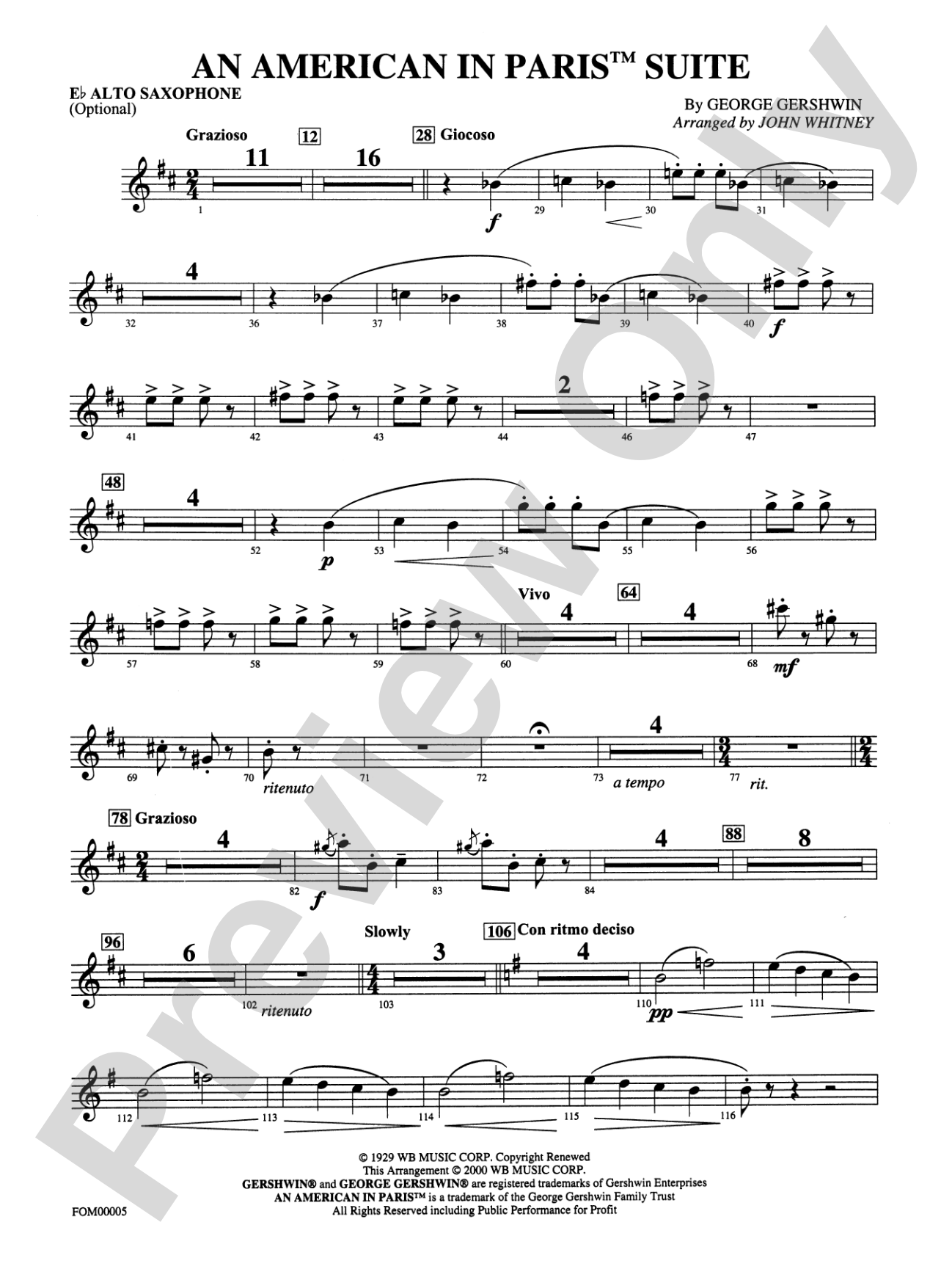 An American in Paris Suite: E-flat Alto Saxophone