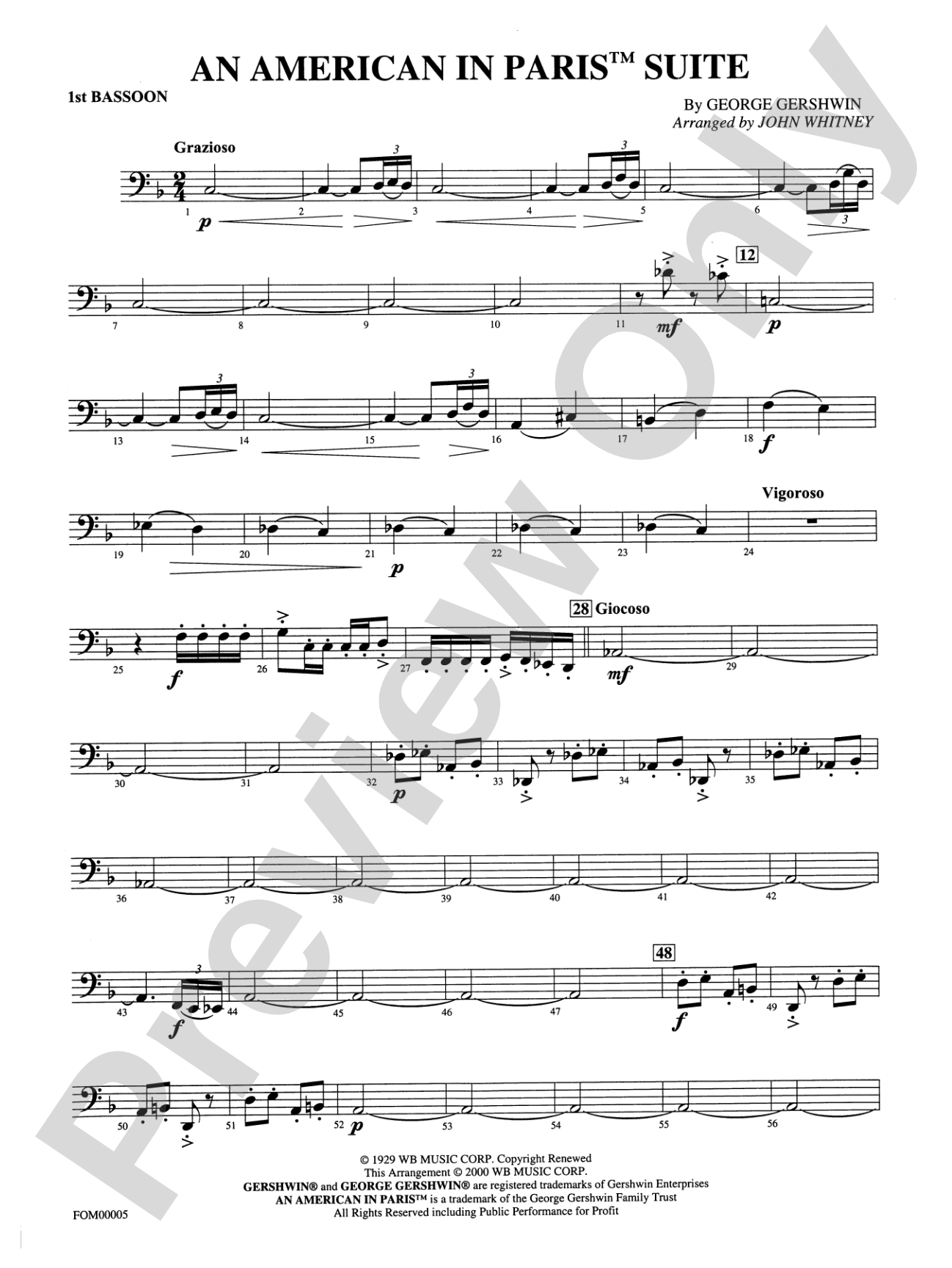 An American in Paris Suite: Bassoon