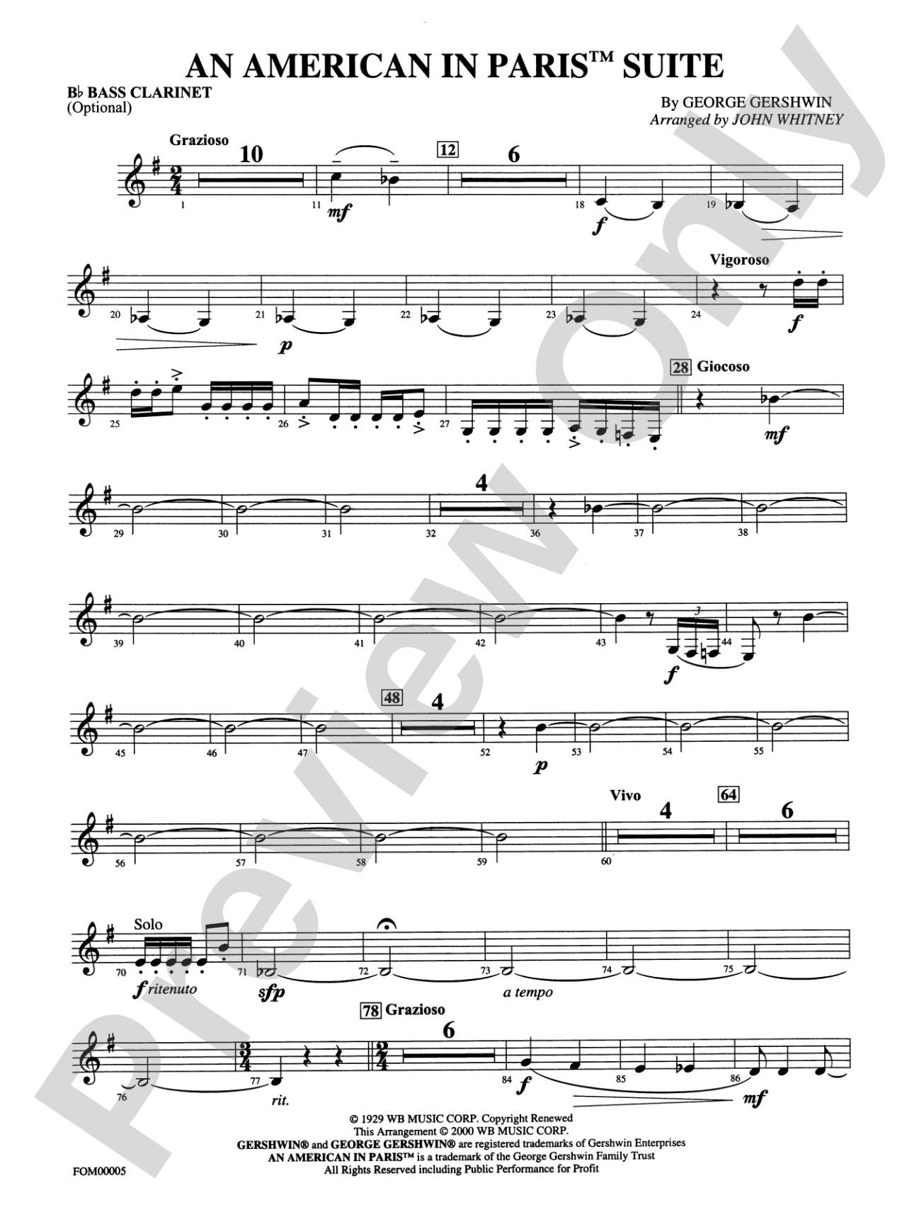An American in Paris Suite: B-flat Bass Clarinet