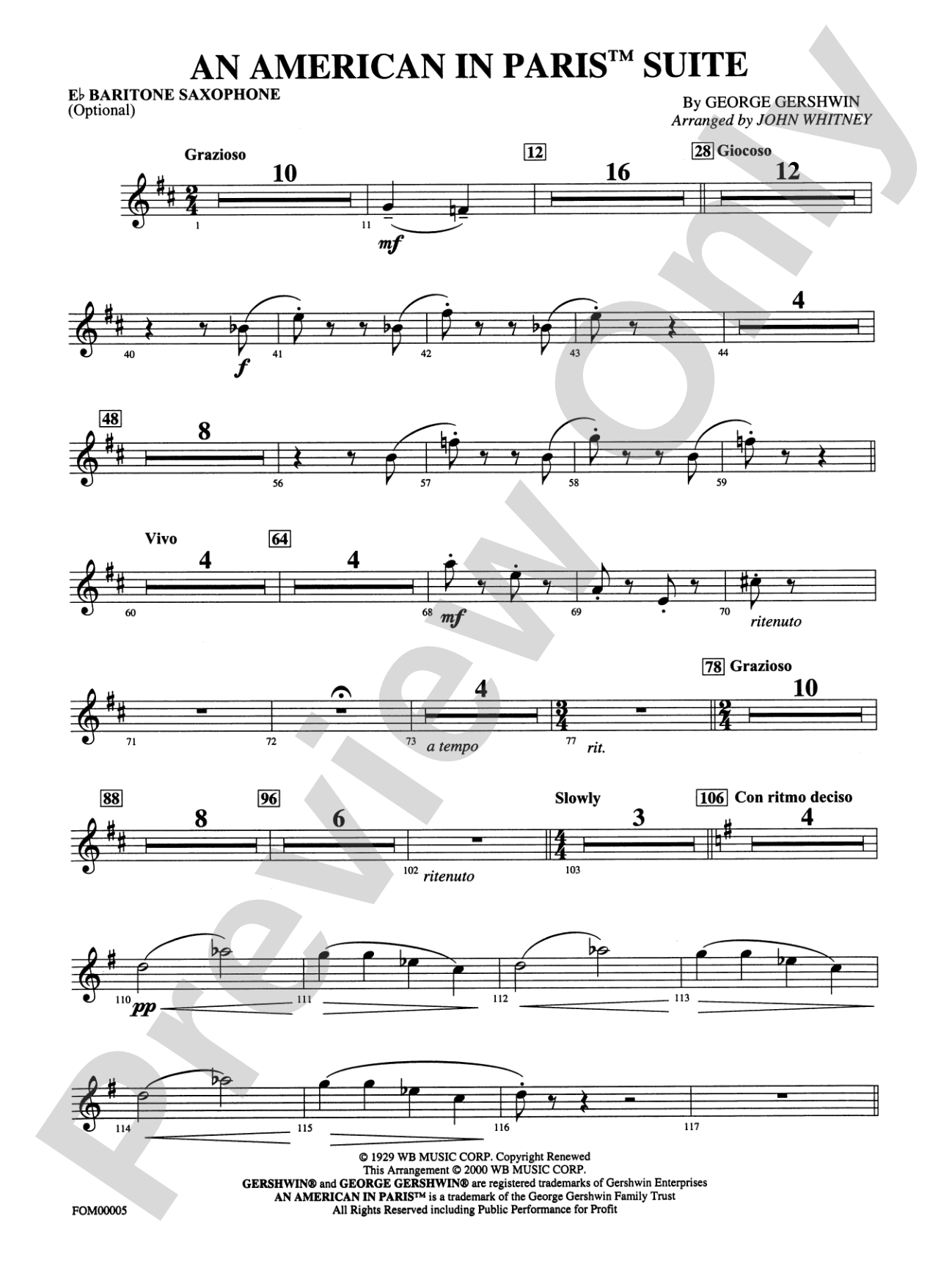 An American in Paris Suite: E-flat Baritone Saxophone