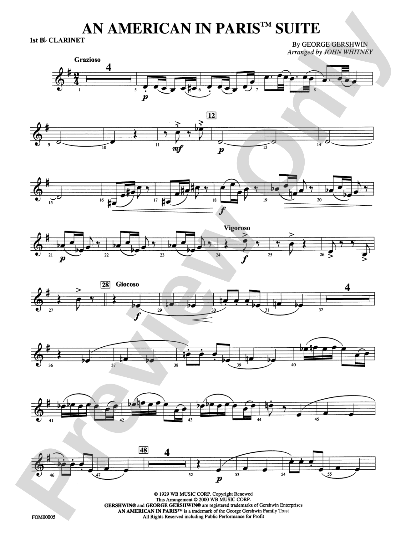 An American in Paris Suite: 1st B-flat Clarinet