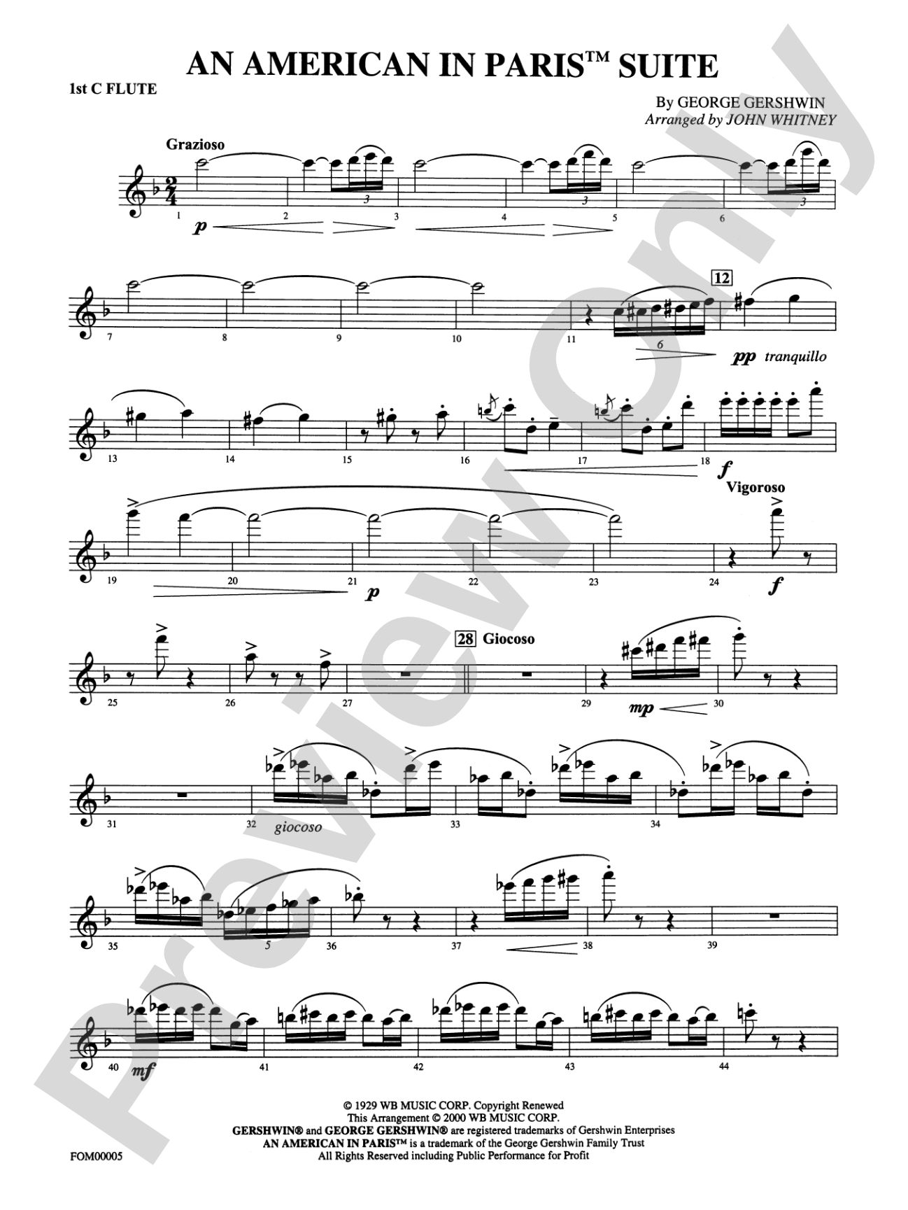 An American in Paris Suite: Flute