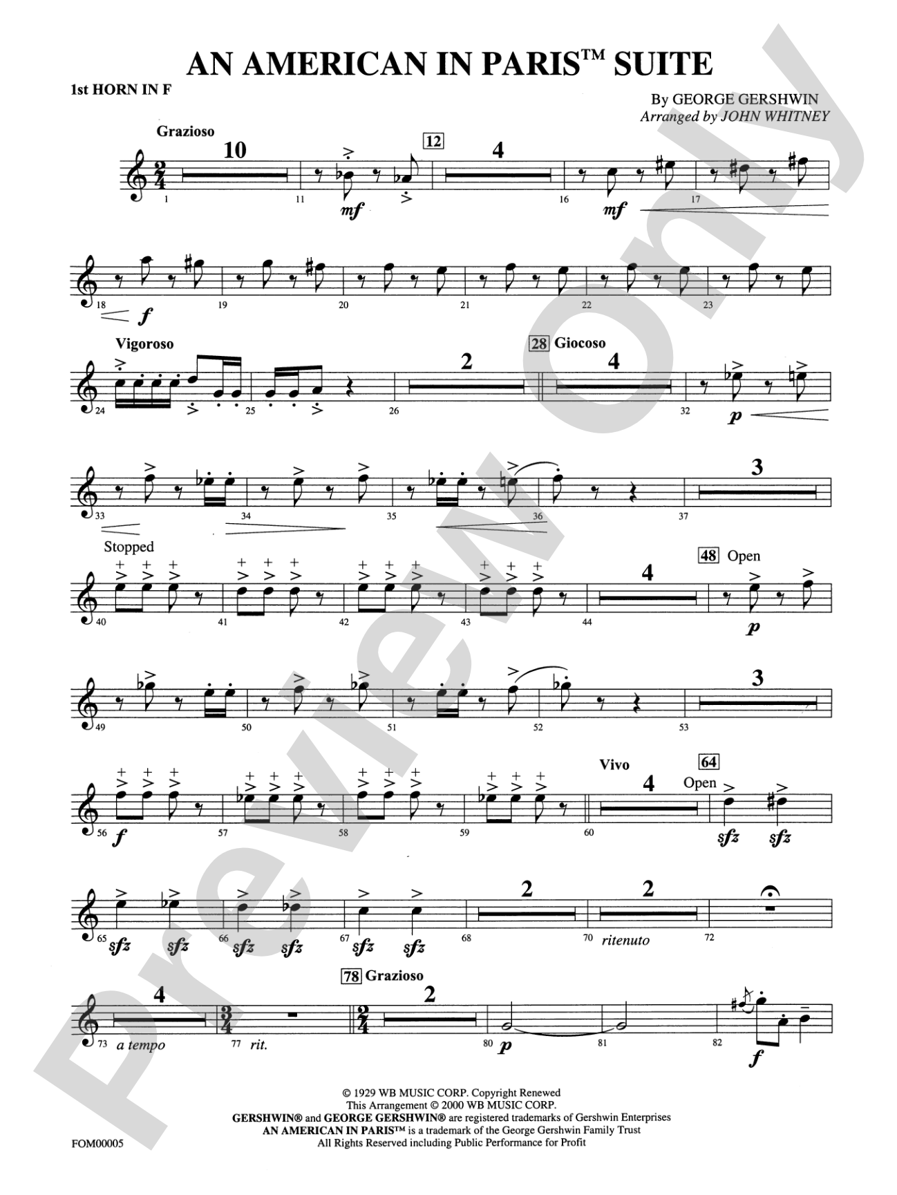 An American in Paris Suite: 1st F Horn