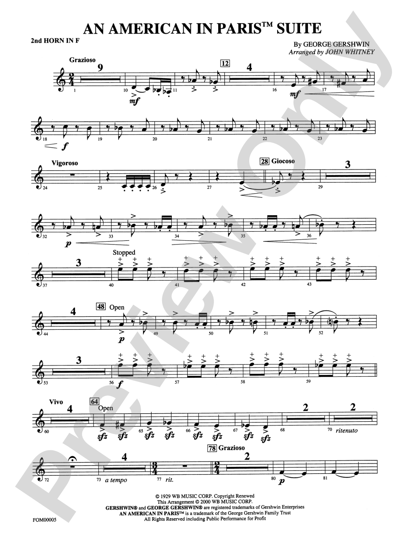 An American in Paris Suite: 2nd F Horn