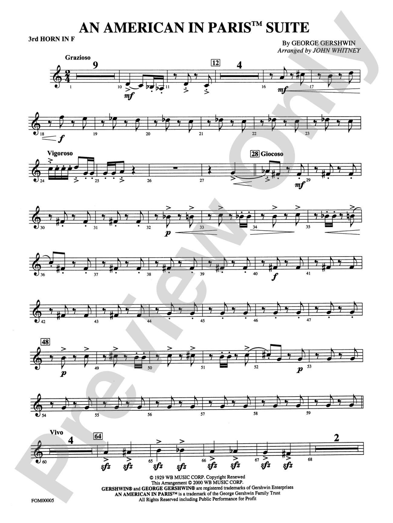 An American in Paris Suite: 3rd F Horn