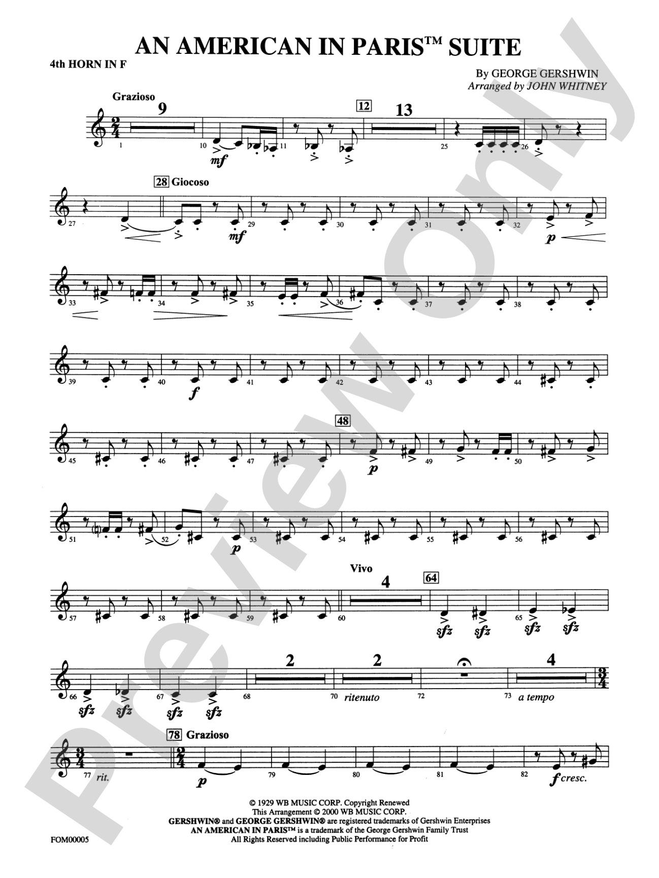 An American in Paris Suite: 4th F Horn