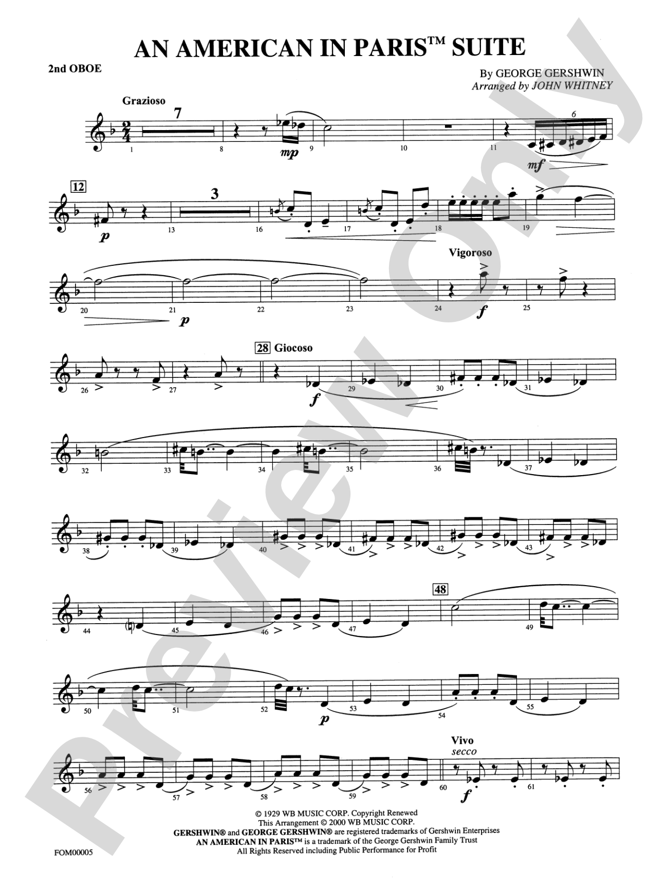 An American in Paris Suite: 2nd Oboe