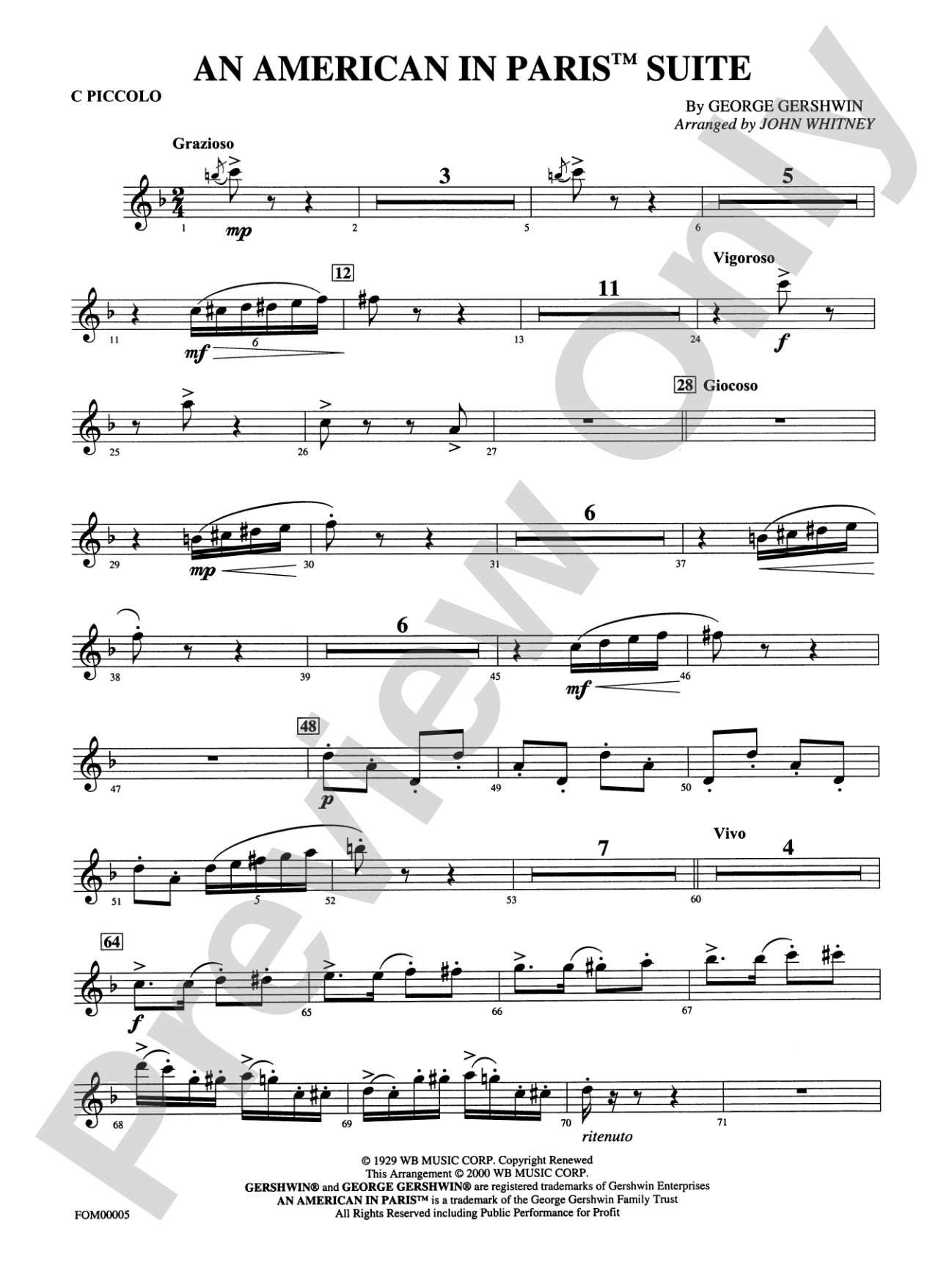 An American in Paris Suite: Piccolo