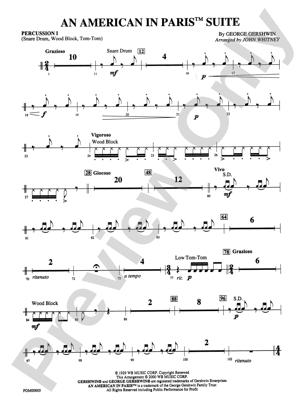 An American in Paris Suite: 1st Percussion