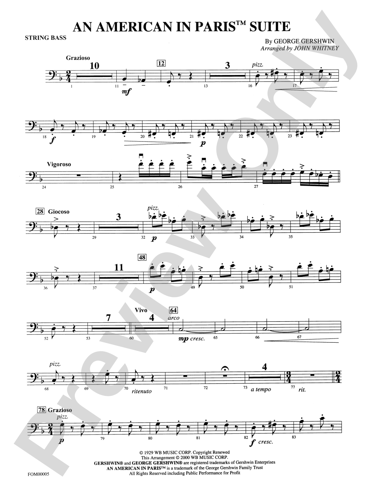 An American in Paris Suite: String Bass