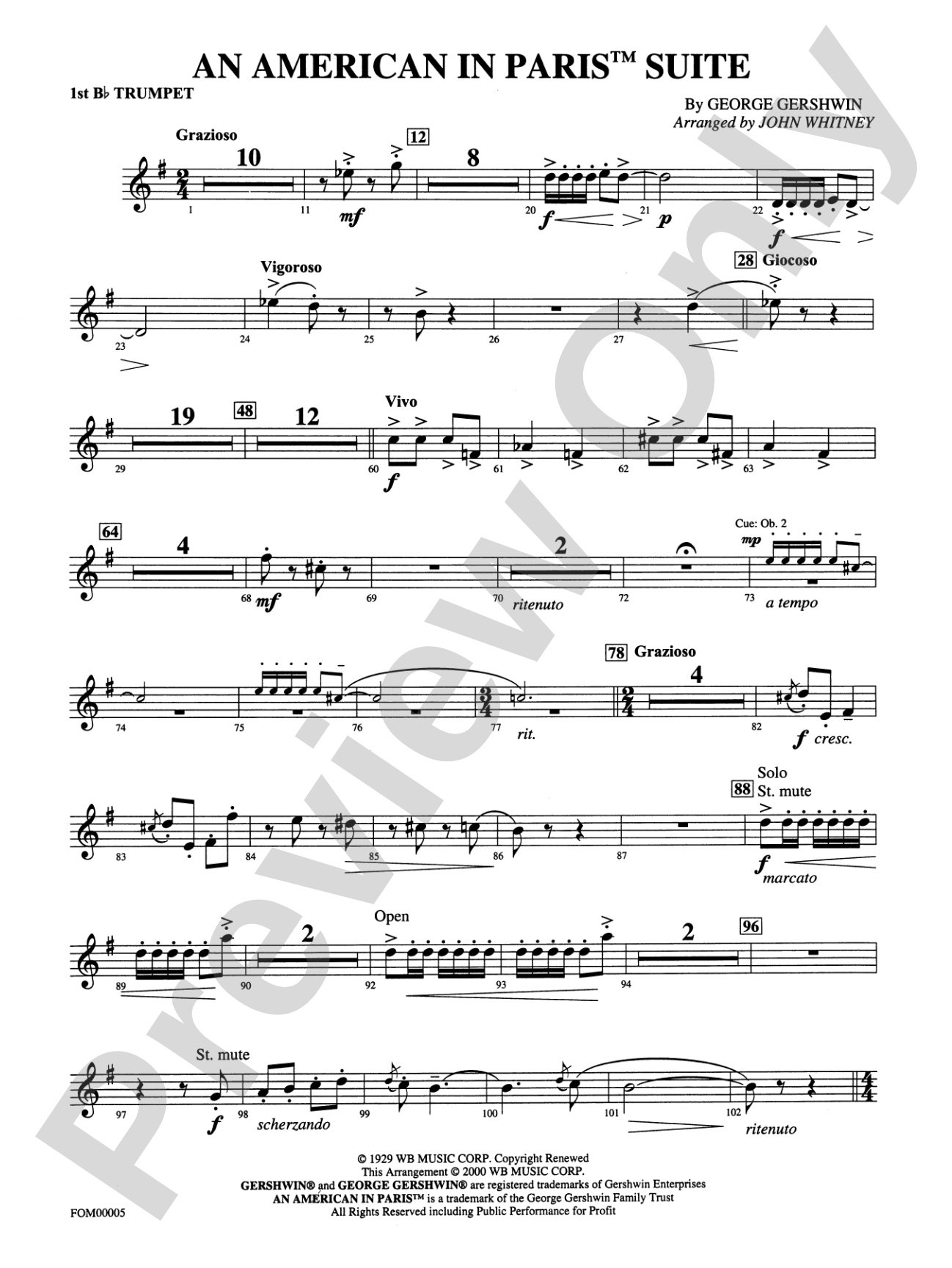 An American in Paris Suite: 1st B-flat Trumpet