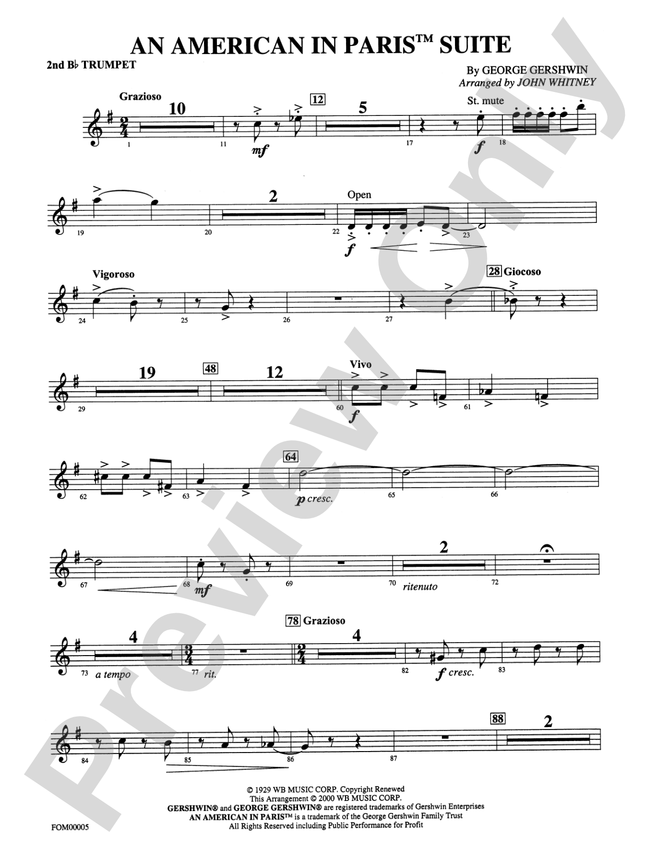 An American in Paris Suite: 2nd B-flat Trumpet