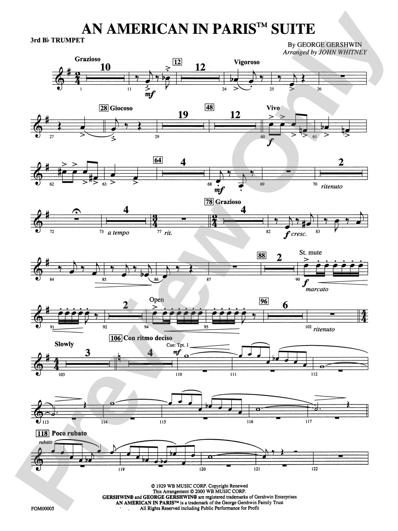 An American in Paris Suite: 3rd B-flat Trumpet