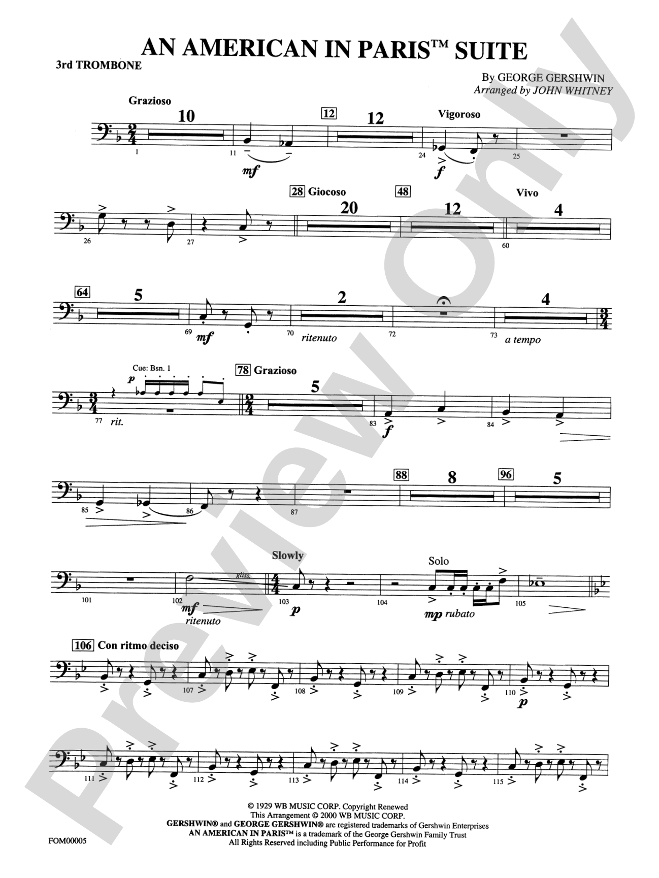 An American in Paris Suite: 3rd Trombone