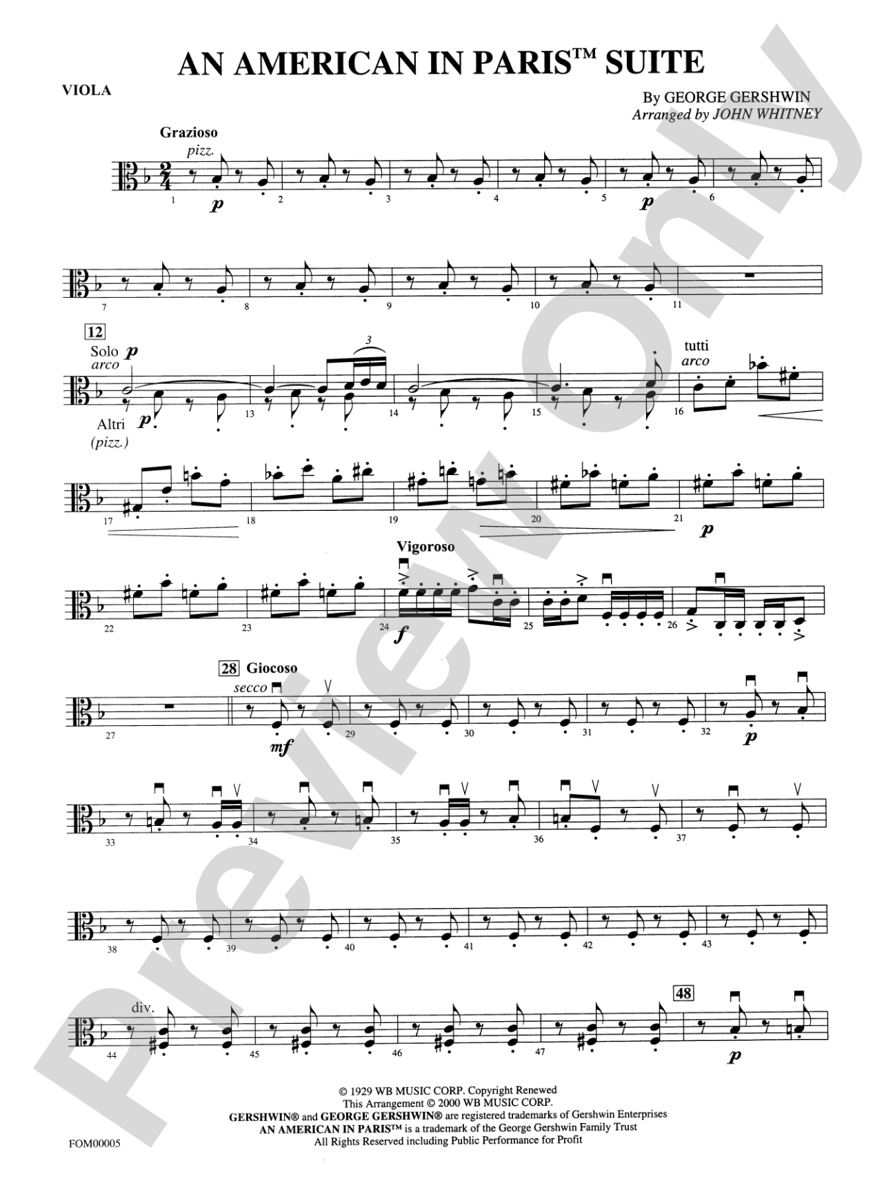 An American in Paris Suite: Viola