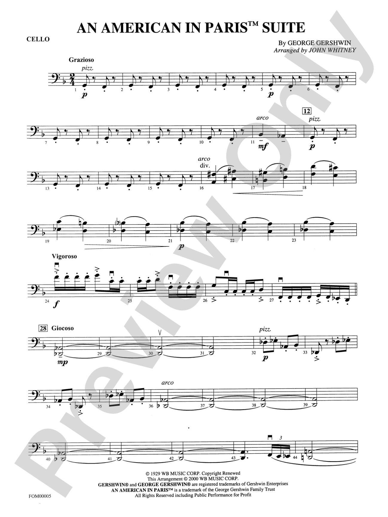 An American in Paris Suite: Cello