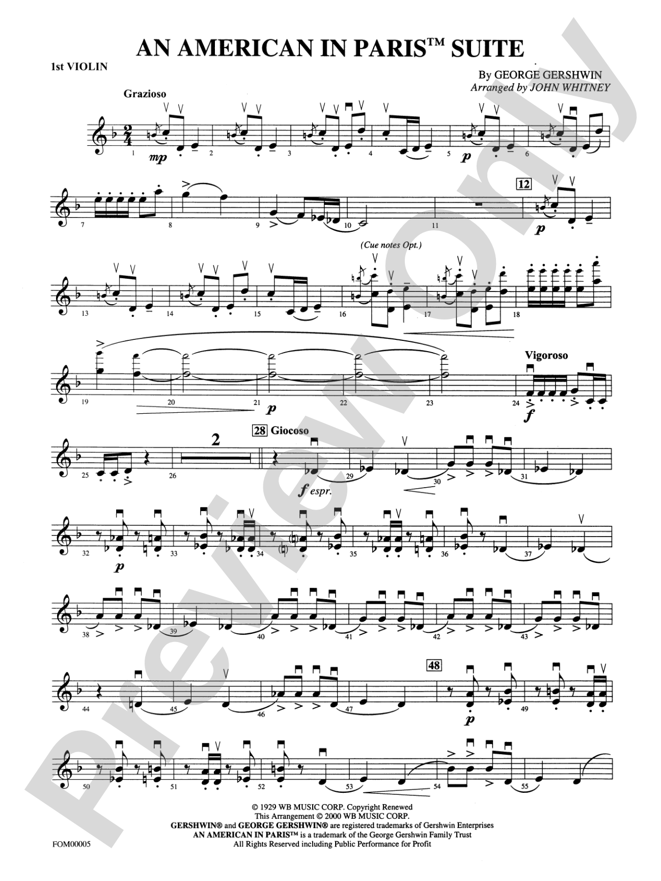 An American in Paris Suite: 1st Violin