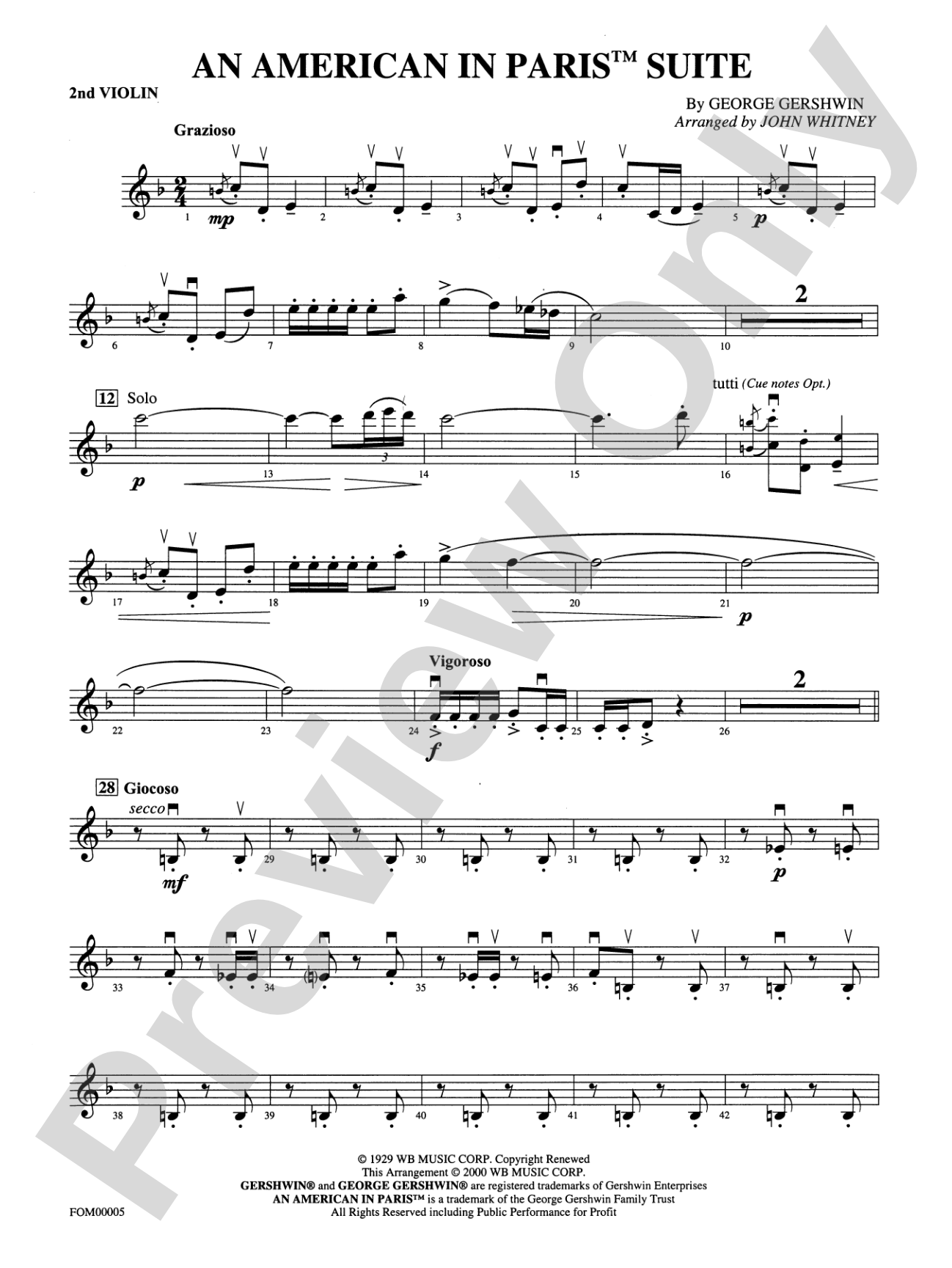 An American in Paris Suite: 2nd Violin