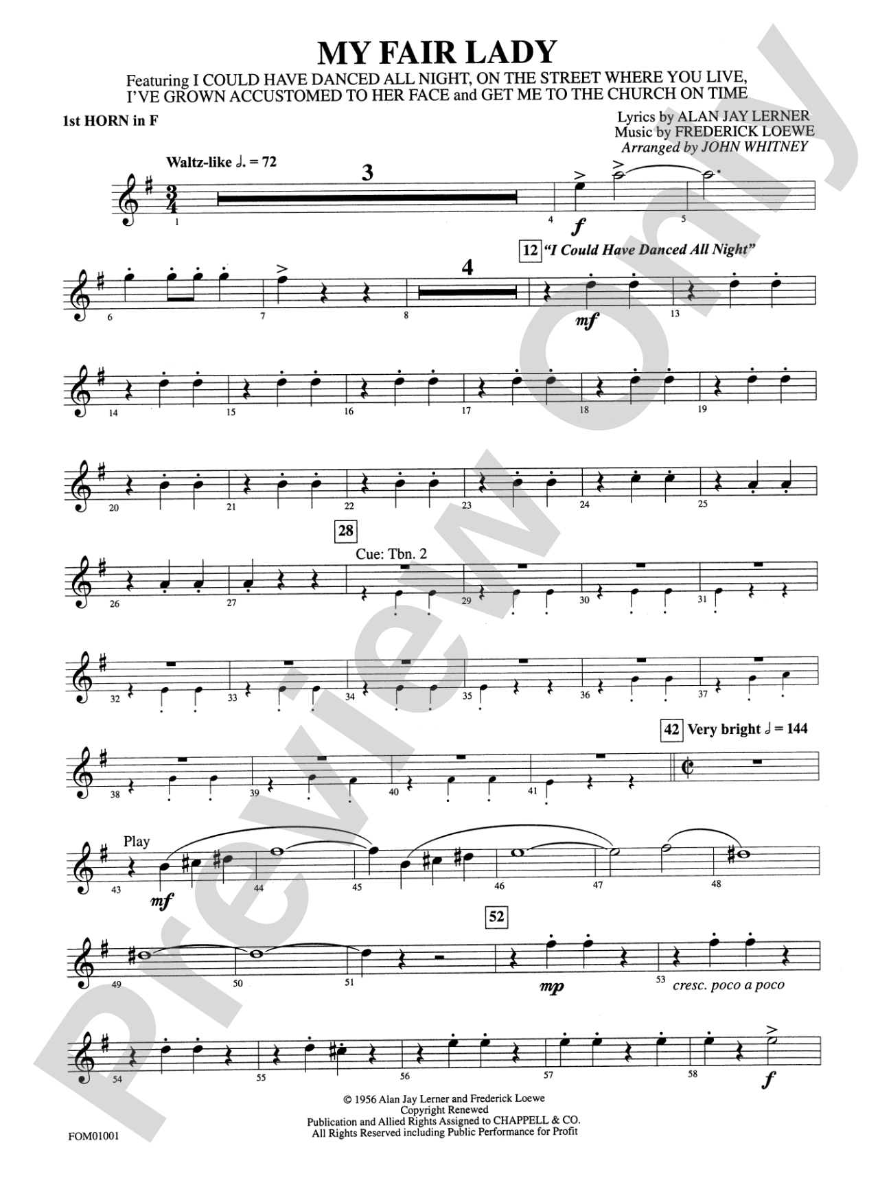 My Fair Lady (Medley): 1st F Horn