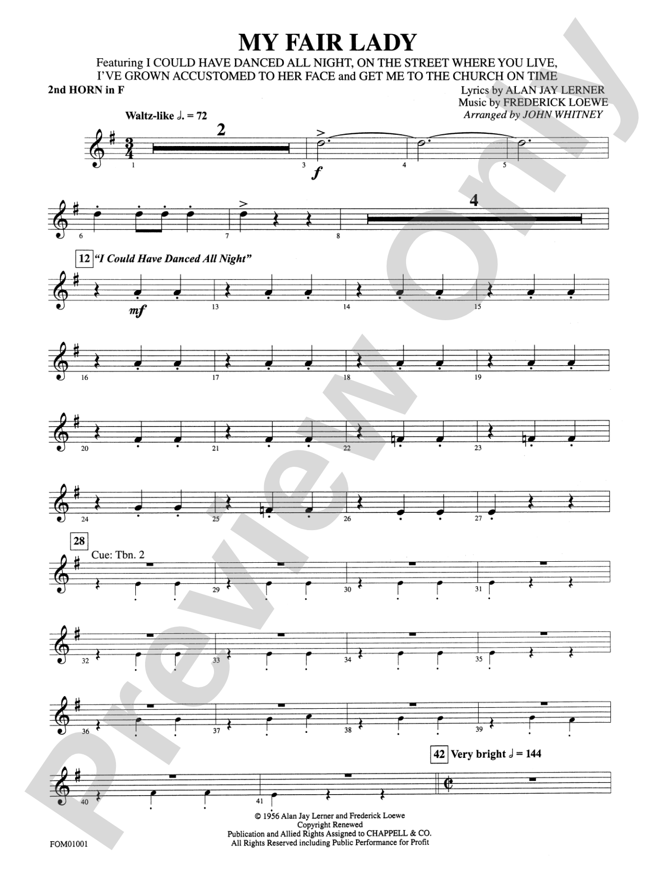 My Fair Lady (Medley): 2nd F Horn
