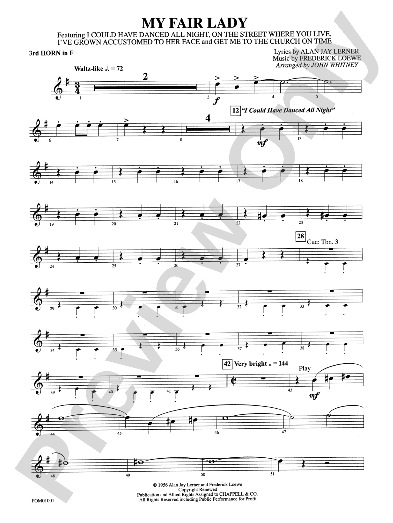 My Fair Lady (Medley): 3rd F Horn