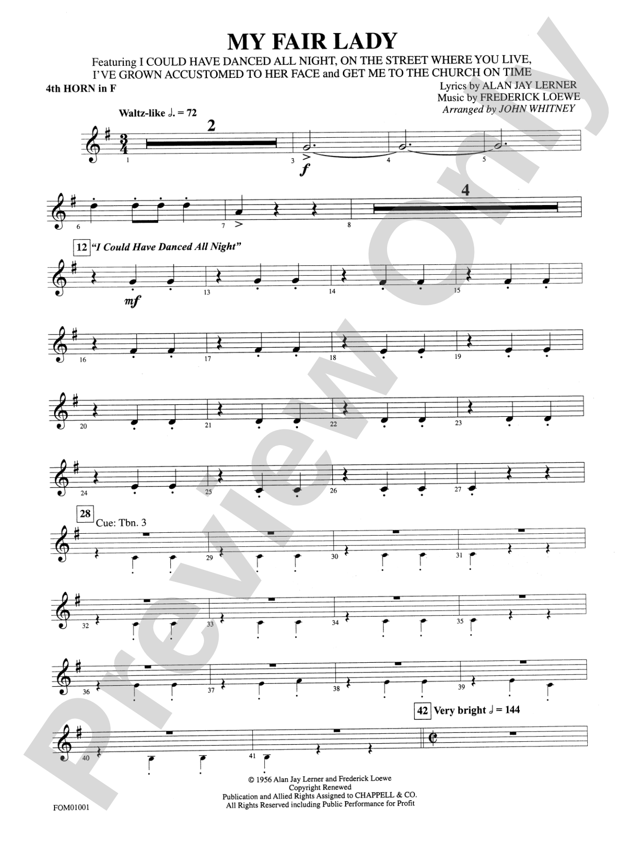 My Fair Lady (Medley): 4th F Horn