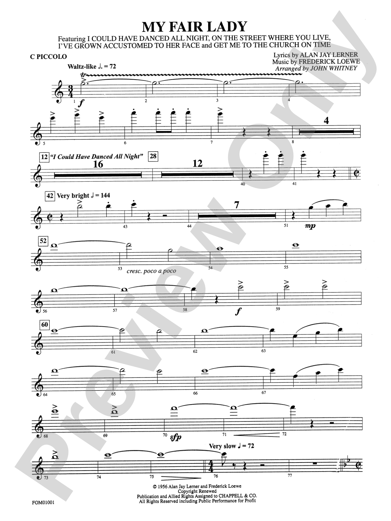 My Fair Lady (Medley): Piccolo