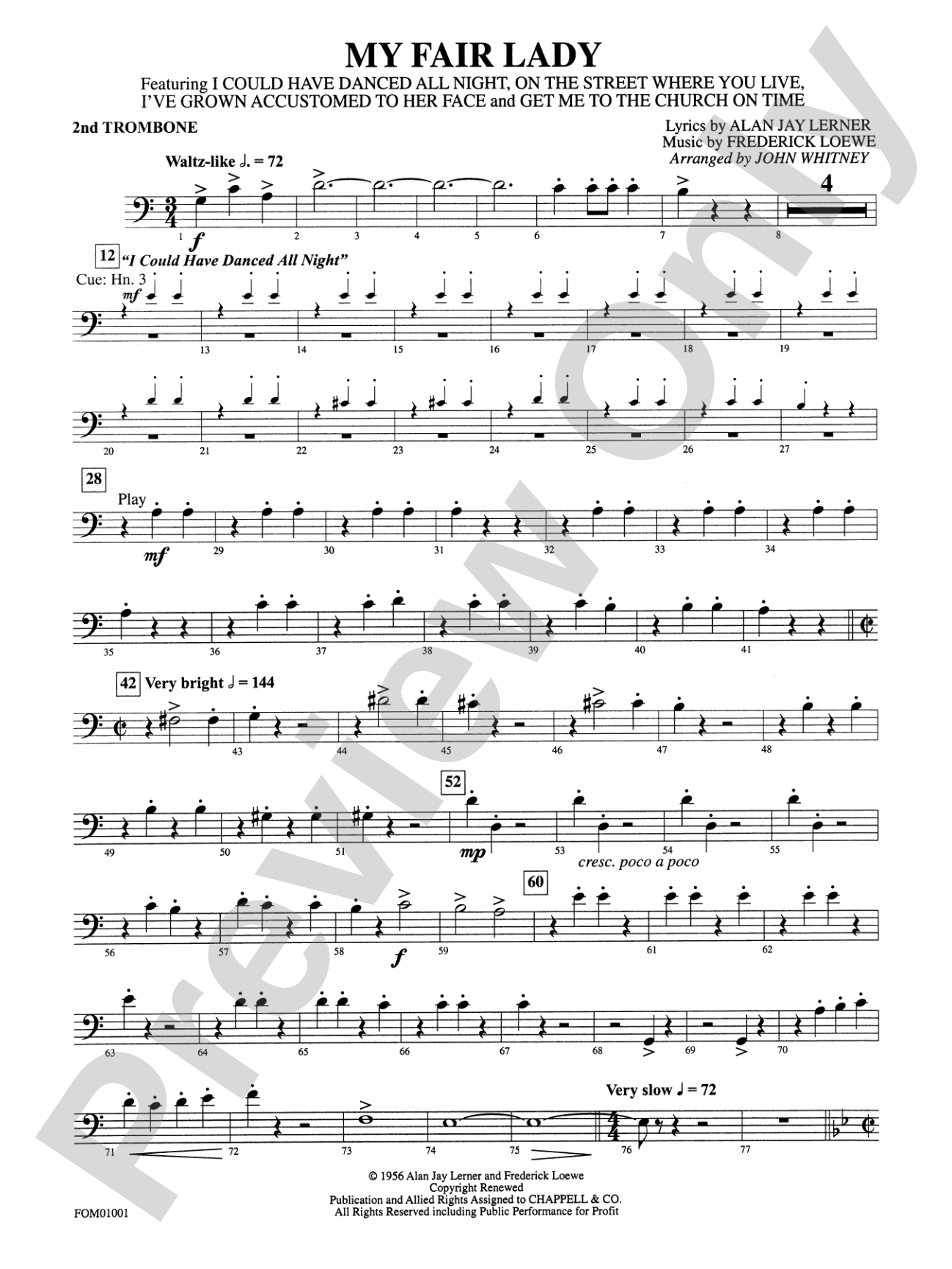 My Fair Lady (Medley): 2nd Trombone