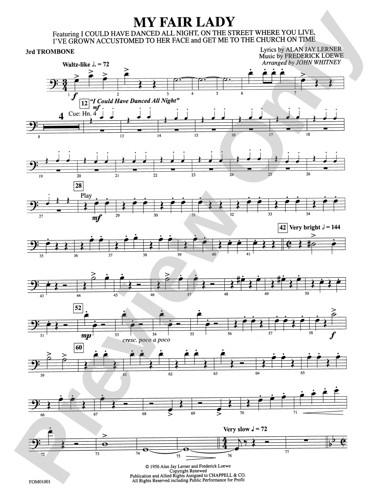 My Fair Lady (Medley): 3rd Trombone