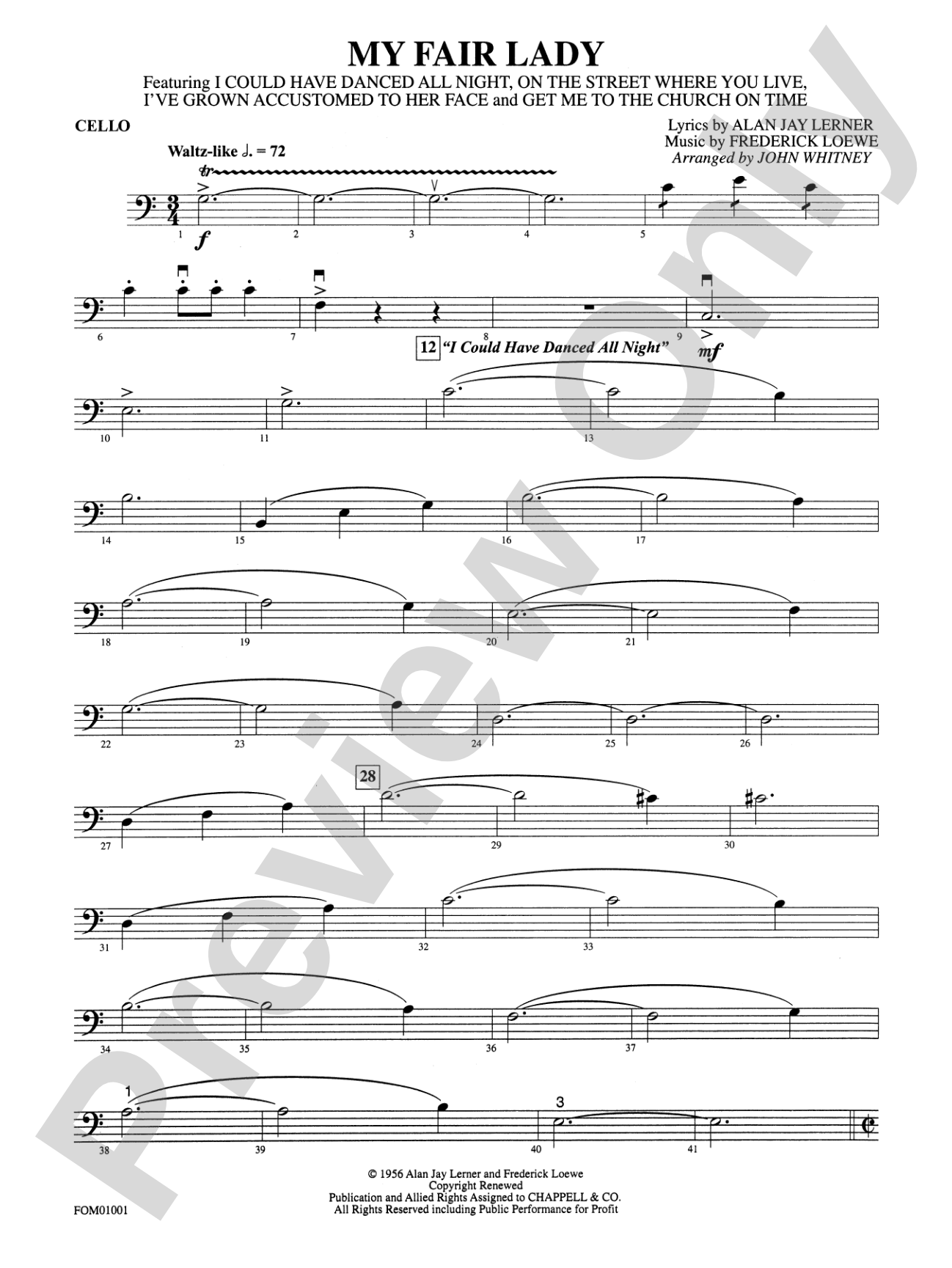 My Fair Lady (Medley): Cello