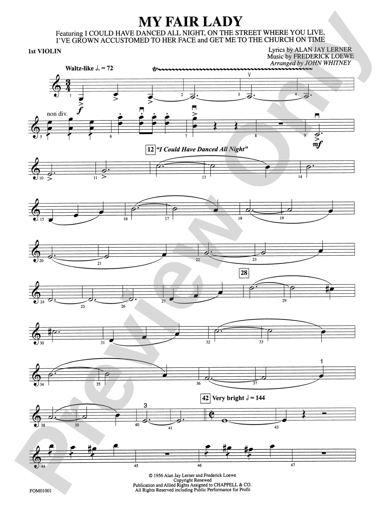 My Fair Lady (Medley): 1st Violin
