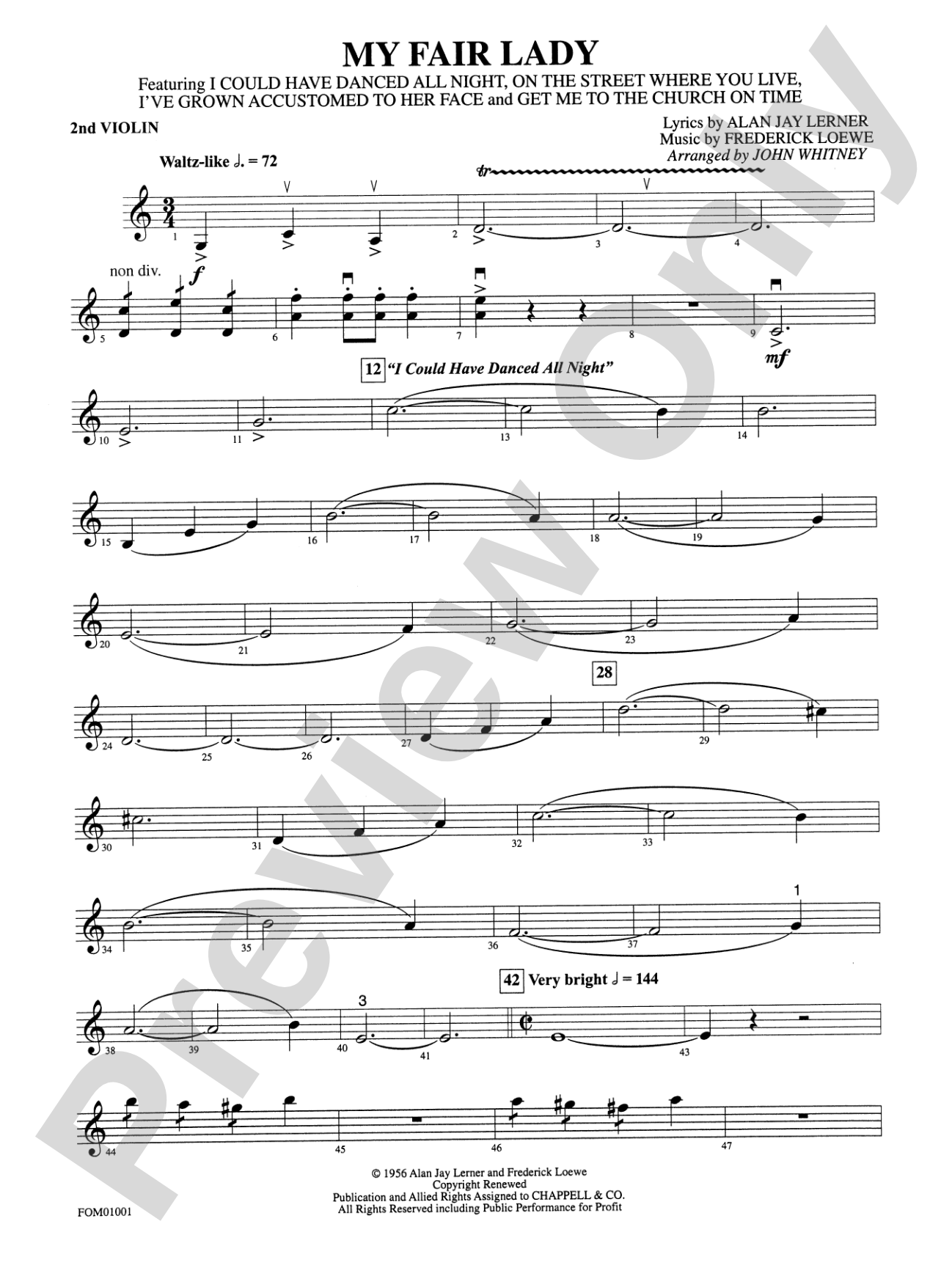 My Fair Lady (Medley): 2nd Violin